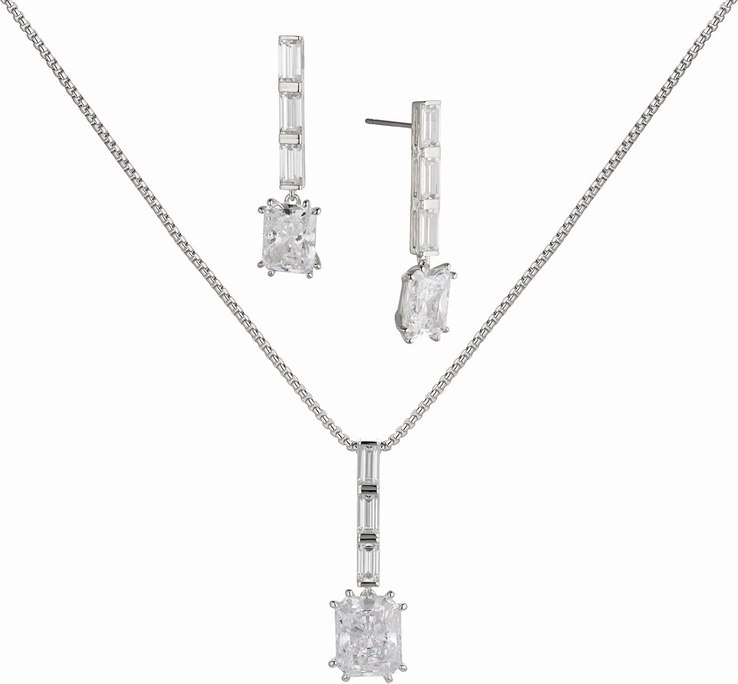 NADRI Emerald Drop Earrings and Necklace Set