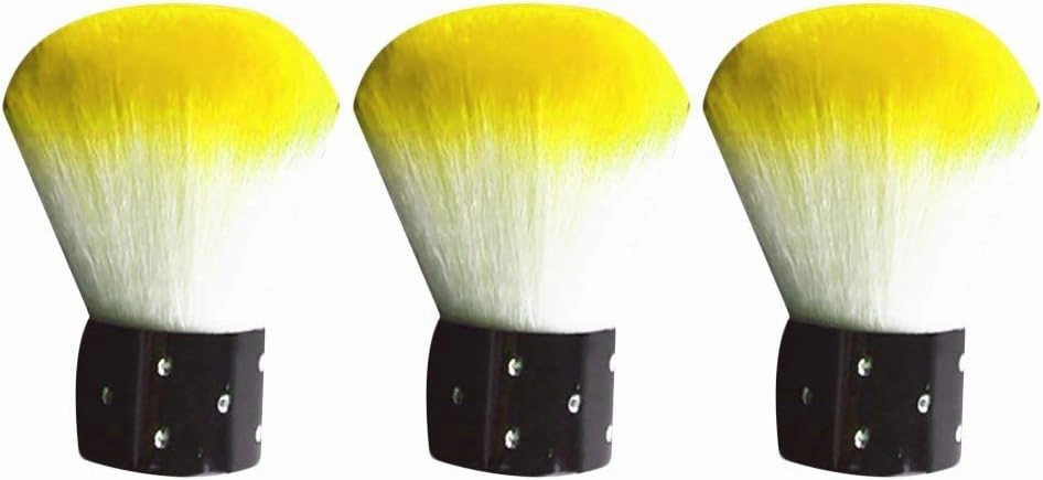 Nail Brush 3Pcs/Set Soft Nail Art Dust Powder Brush Remover Cleaner Soft UV Gel Polish Manicure Tool Makeup Cosmetic Tools - (Color: Yellow)