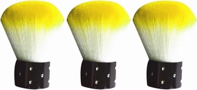 Nail Brush 3Pcs/Set Soft Nail Art Dust Powder Brush Remover Cleaner Soft UV Gel Polish Manicure Tool Makeup Cosmetic Tools - (Color: Yellow)