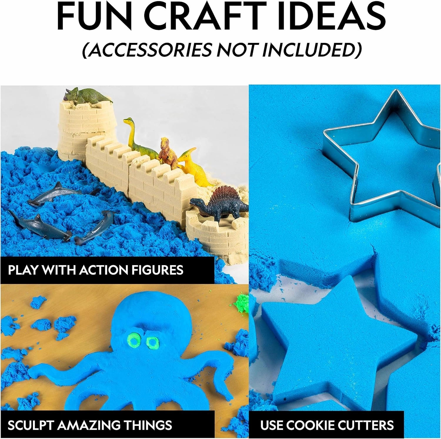 National Geographic 6 Lb. Moon Sand Combo Pack - 2 Lbs. Each of Blue, Purple and Natural Play Sand with Castle Molds - A Fun No Mess Sensory Activity, Kids Fake Sand Play Set (Amazon Exclusive)