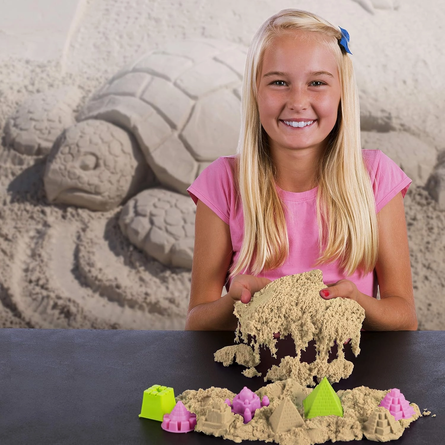 National Geographic 6 Lb. Moon Sand Combo Pack - 2 Lbs. Each of Blue, Purple and Natural Play Sand with Castle Molds - A Fun No Mess Sensory Activity, Kids Fake Sand Play Set (Amazon Exclusive)
