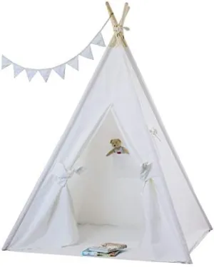 Natural Canvas Teepee From Canada With Poles, Rollup Window, Flags and Carry Bag,Teepee, Kid Teepee Tent, Play Tent