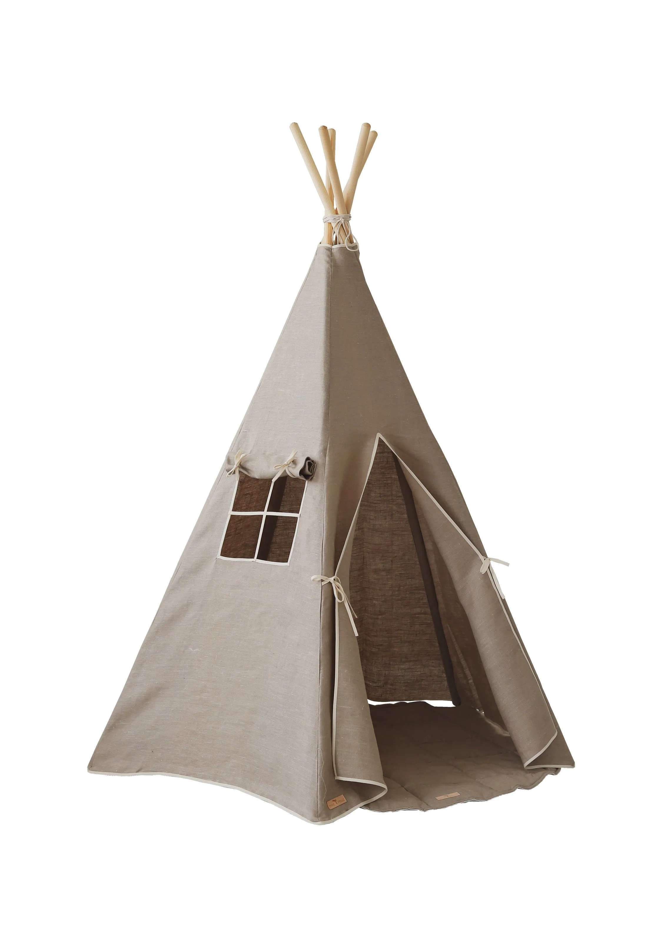 “Natural Linen” Teepee Tent and Leaf Mat Set