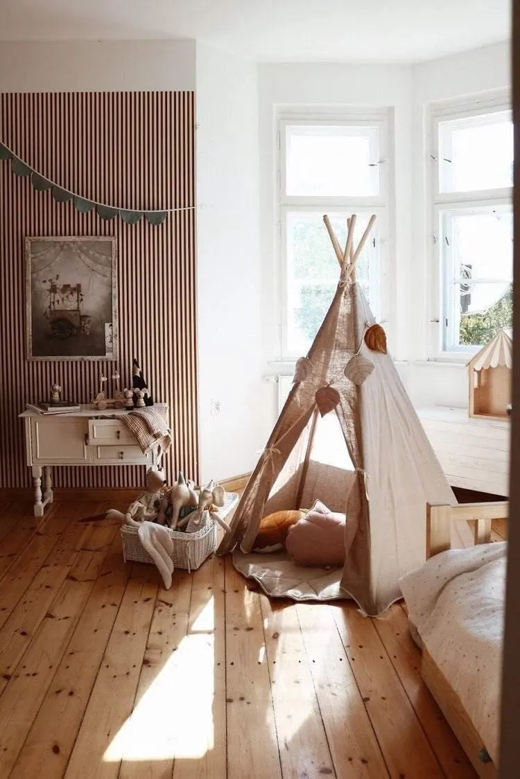 “Natural Linen” Teepee Tent and Leaf Mat Set