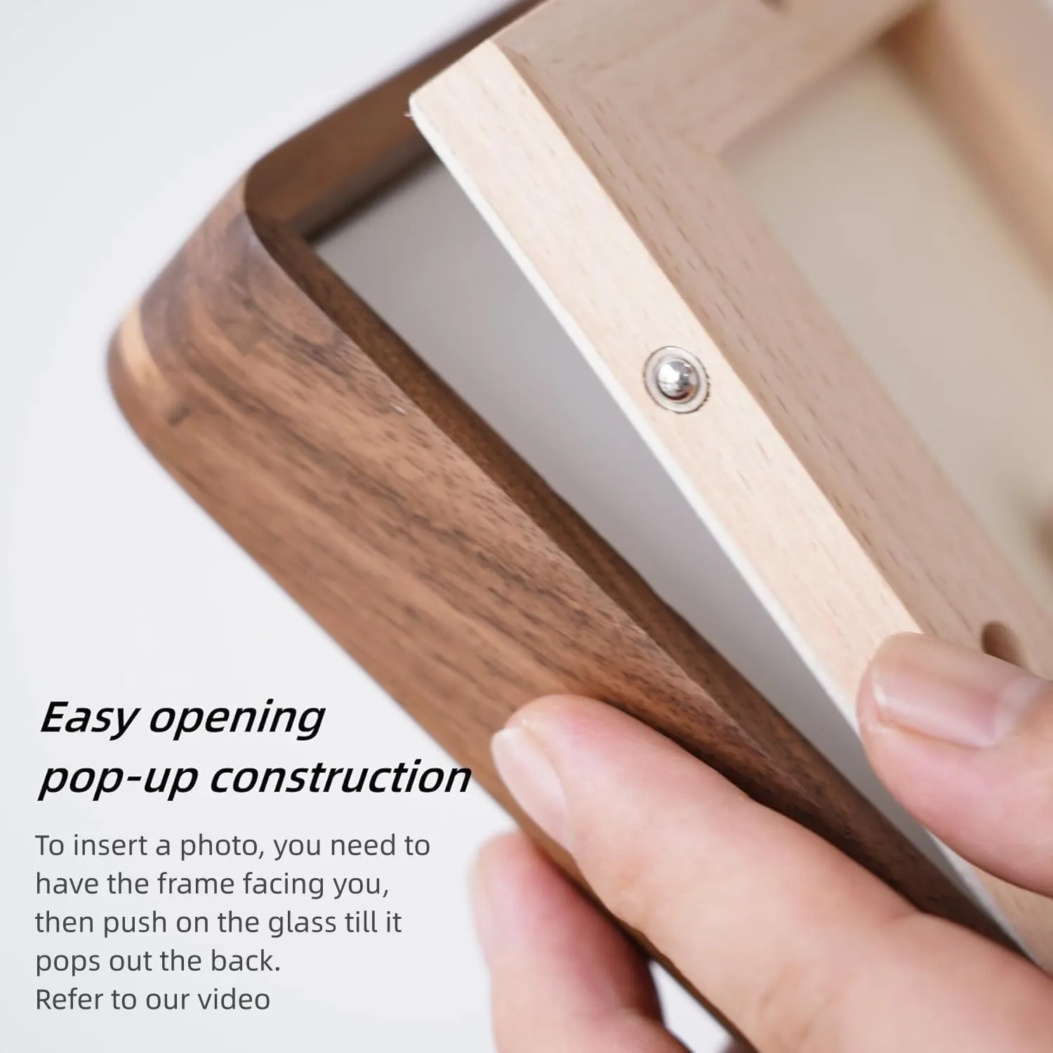 Natural Solid Wood 11x14 Picture Frame with 8.5x11 Mat,Real Walnut Wood Photo Frames 11 by 14 for Tabletop Gallery Wall Hanging