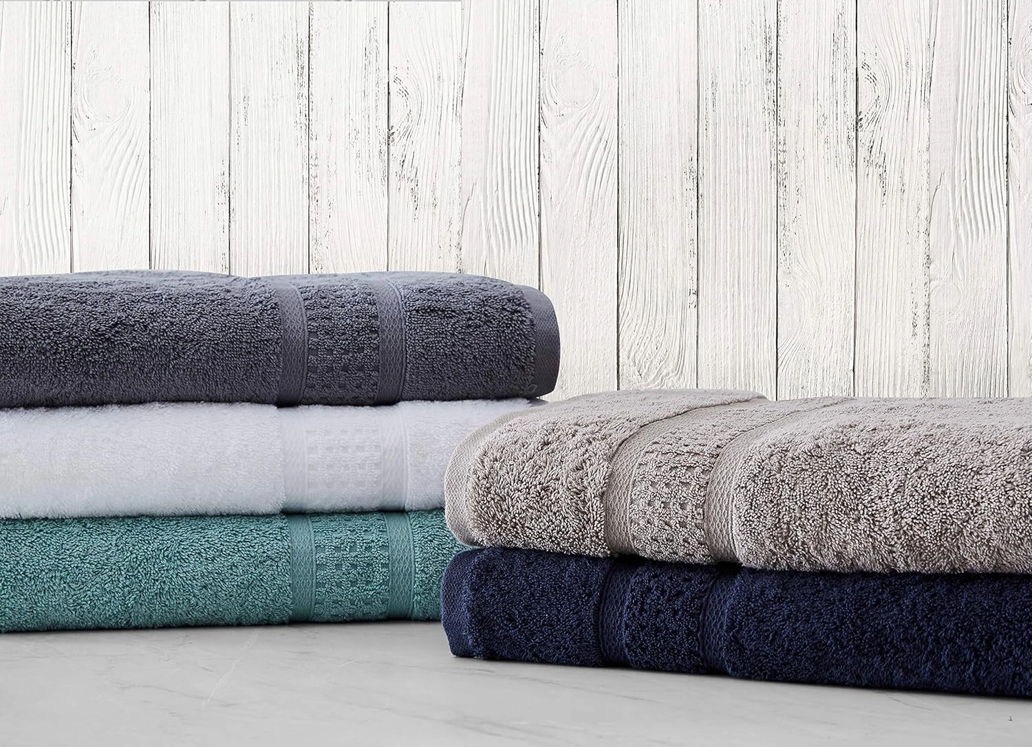 Nautica - Bath Towels, Fade Resistant Bathroom Essentials, Highlight Absorbent, Oeko-Tex Certified (Oceane Turquoise, 6-Piece)