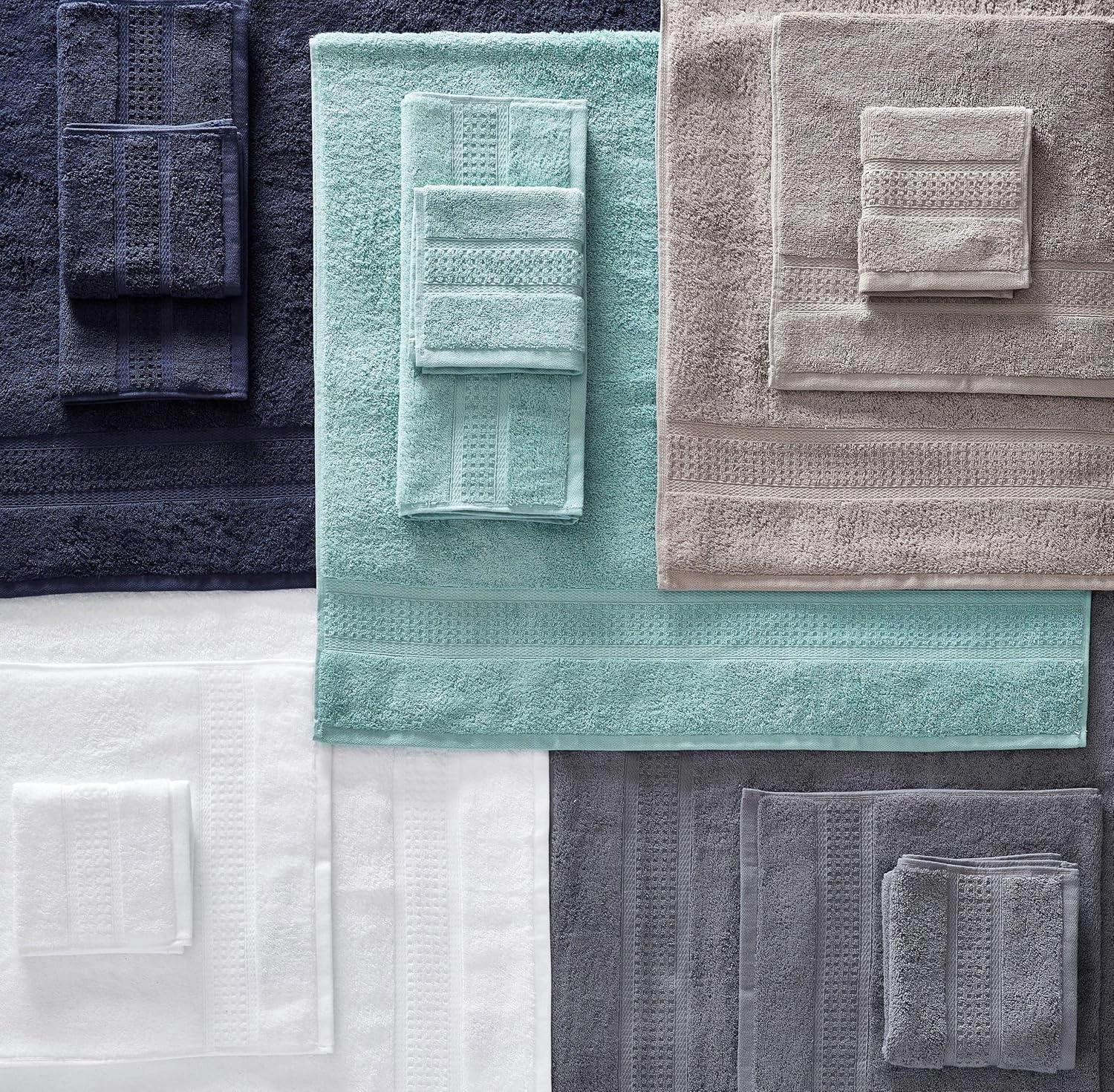 Nautica - Bath Towels, Fade Resistant Bathroom Essentials, Highlight Absorbent, Oeko-Tex Certified (Oceane Turquoise, 6-Piece)