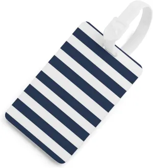 Navy Blue and White Stripe Funny Luggage Tag Name ID Identify Suitcase Tags for Travel Bag Baggage Easy Identification