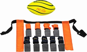 Nerf 10 Player Flag Football Belts   Ball Set - Youth Flags   Junior Foam Football for Kids - Full Kit for 5 v 5 Games - Includes (10) Belts   1 Foam Ball