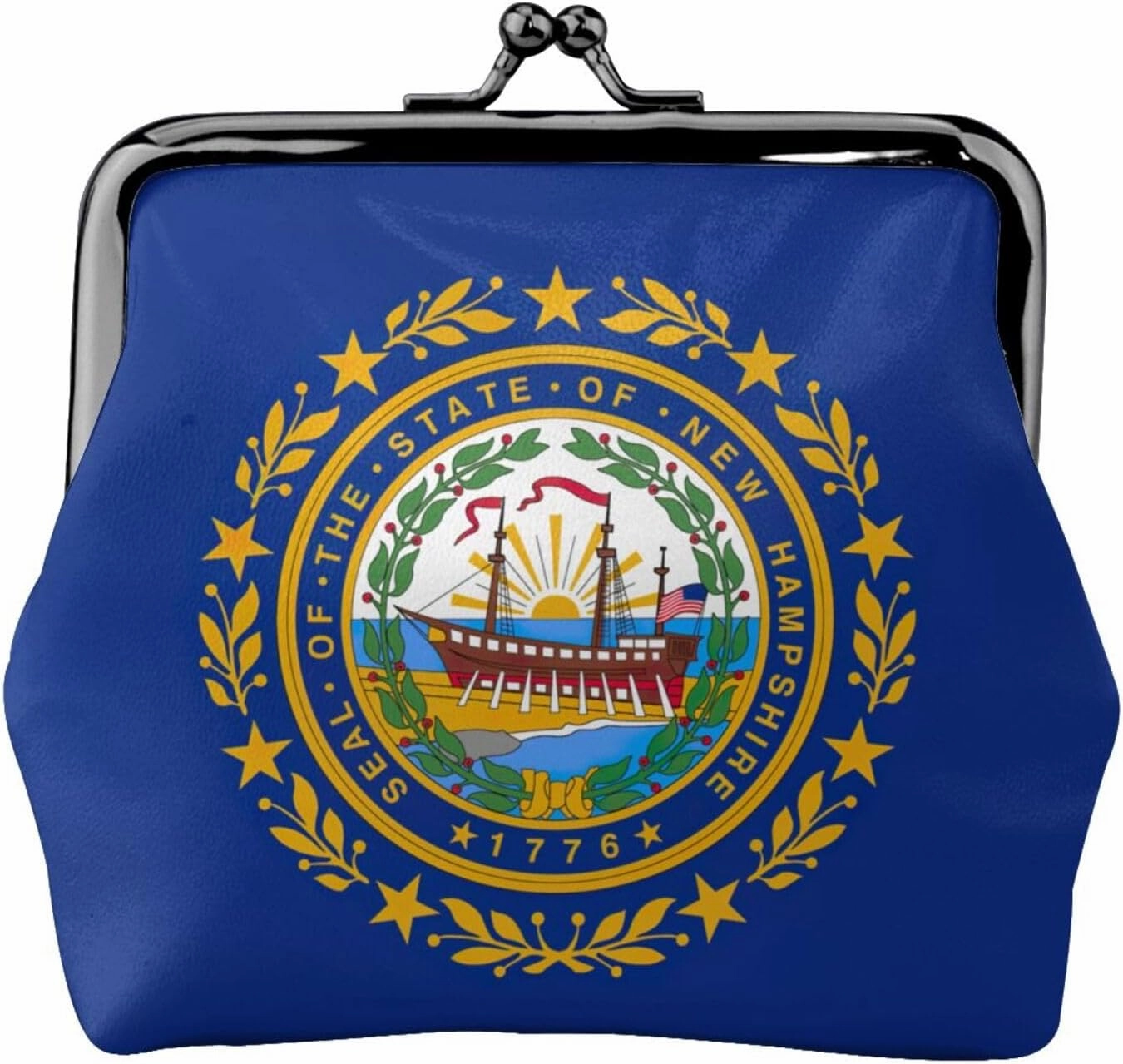 New Hampshire state flag print Woman buckle coin purse Pu leather purse key holder coin, card, wear resistant bag
