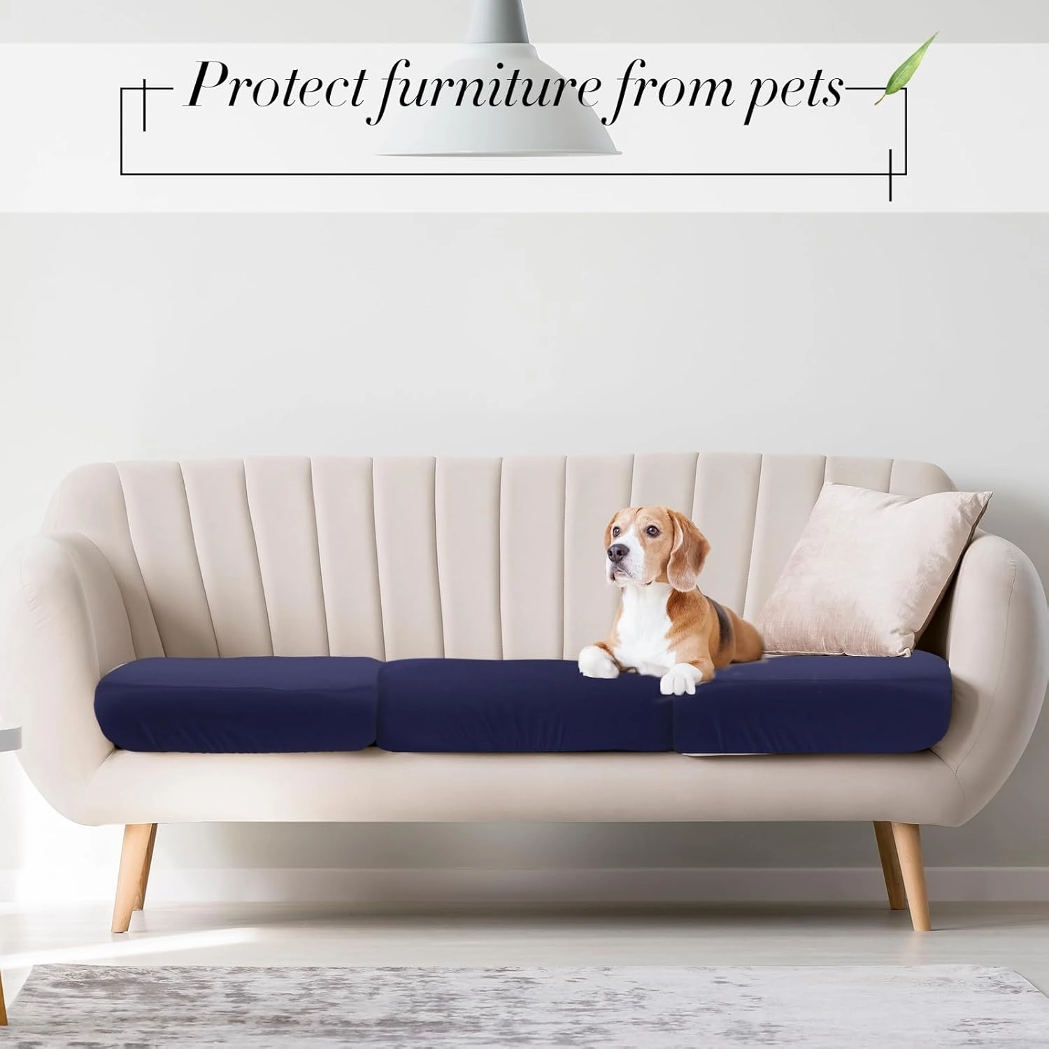 Newwiee 24 Pcs Patio Cushion Covers Stretch Sofa Outdoor Cushion Covers Replacement, Waterproof Couch Slipcover Sofa Seat Flexibility Furniture Protector, Washable (Navy Blue)