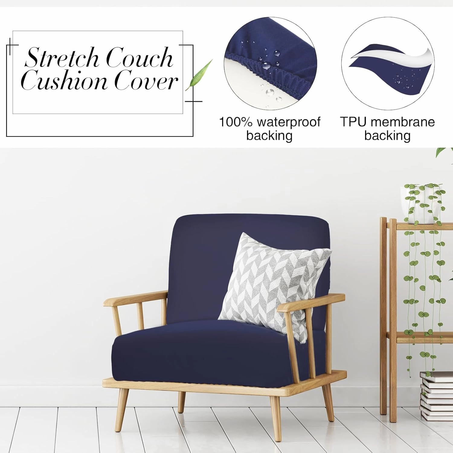 Newwiee 24 Pcs Patio Cushion Covers Stretch Sofa Outdoor Cushion Covers Replacement, Waterproof Couch Slipcover Sofa Seat Flexibility Furniture Protector, Washable (Navy Blue)
