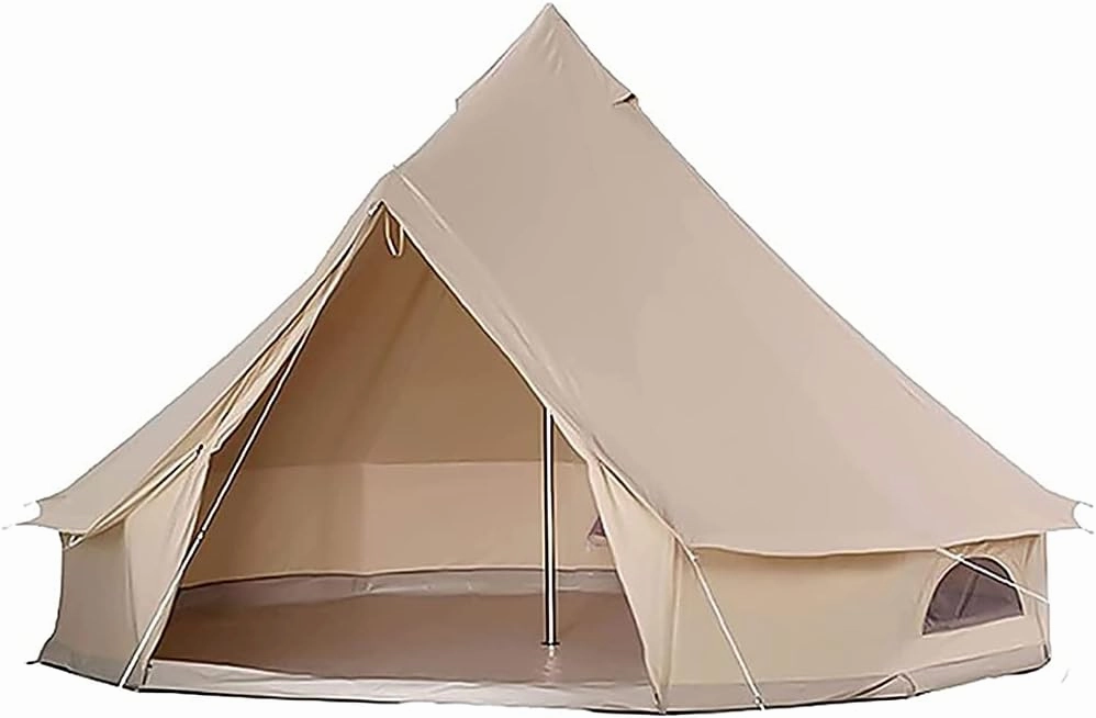 NIEH Outdoor Bell Tents Large Canvas Glamping Yurt Tent with Zipped Groundsheet and Chimney for Family Camping Hiking Hunting Party Shelter, 3/4/5/6m