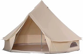 NIEH Outdoor Bell Tents Large Canvas Glamping Yurt Tent with Zipped Groundsheet and Chimney for Family Camping Hiking Hunting Party Shelter, 3/4/5/6m