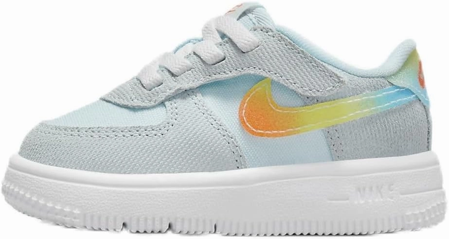 Nike Force 1 Low EasyOn Baby/Toddler Shoes (HF4784-474, Glacier Blue/Light Lemon Twist/Aquarius Blue/Total Orange) Size 6