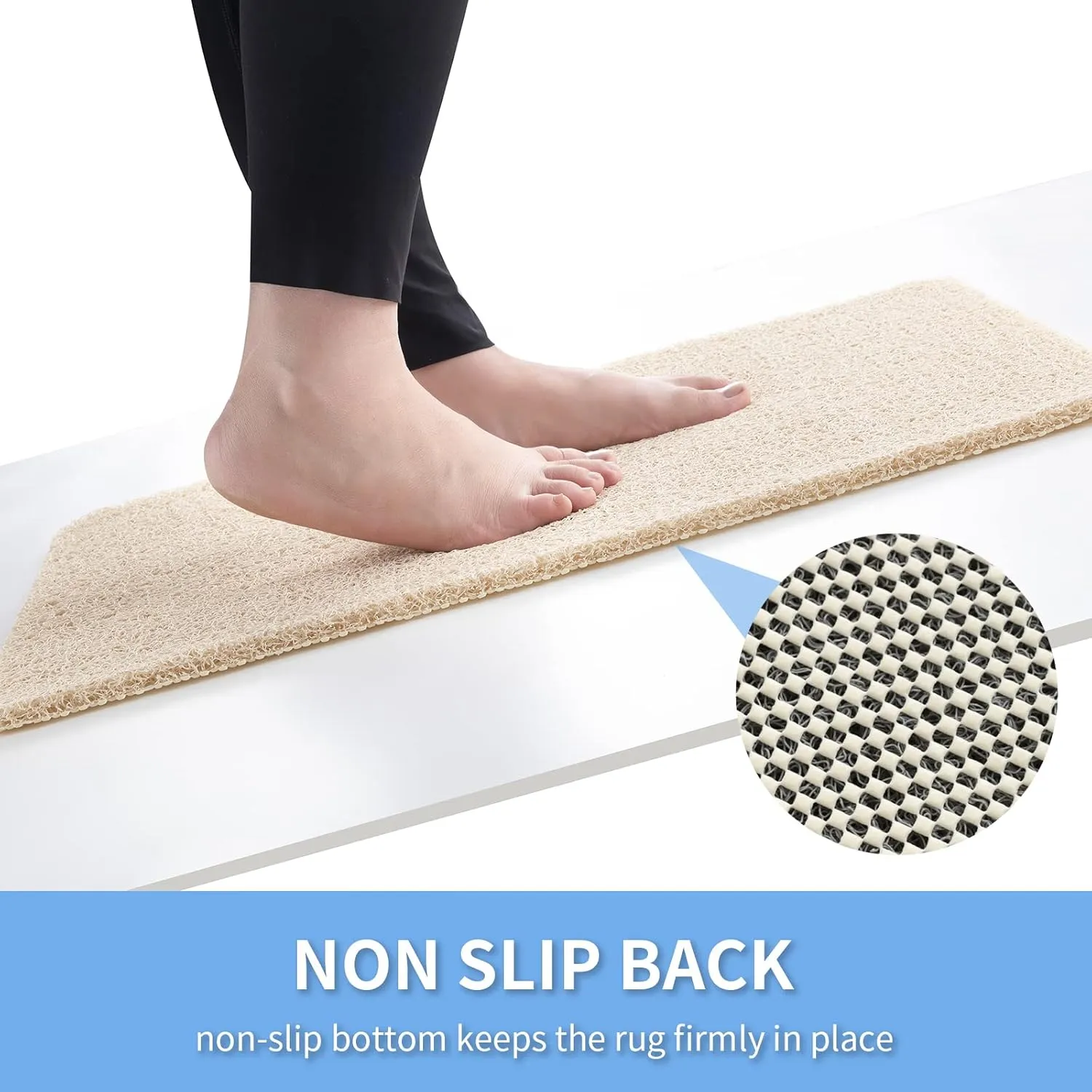 Non Slip Bathtub Mat, Anti Slip Shower Mat, Fast Drying Bath Tub Mats, Foot Scrubber Mat, Anti Slip Mat for Tub, Floor,Bathroom, Home, Kitchen, Hotel (Beige 24x16 Inch)
