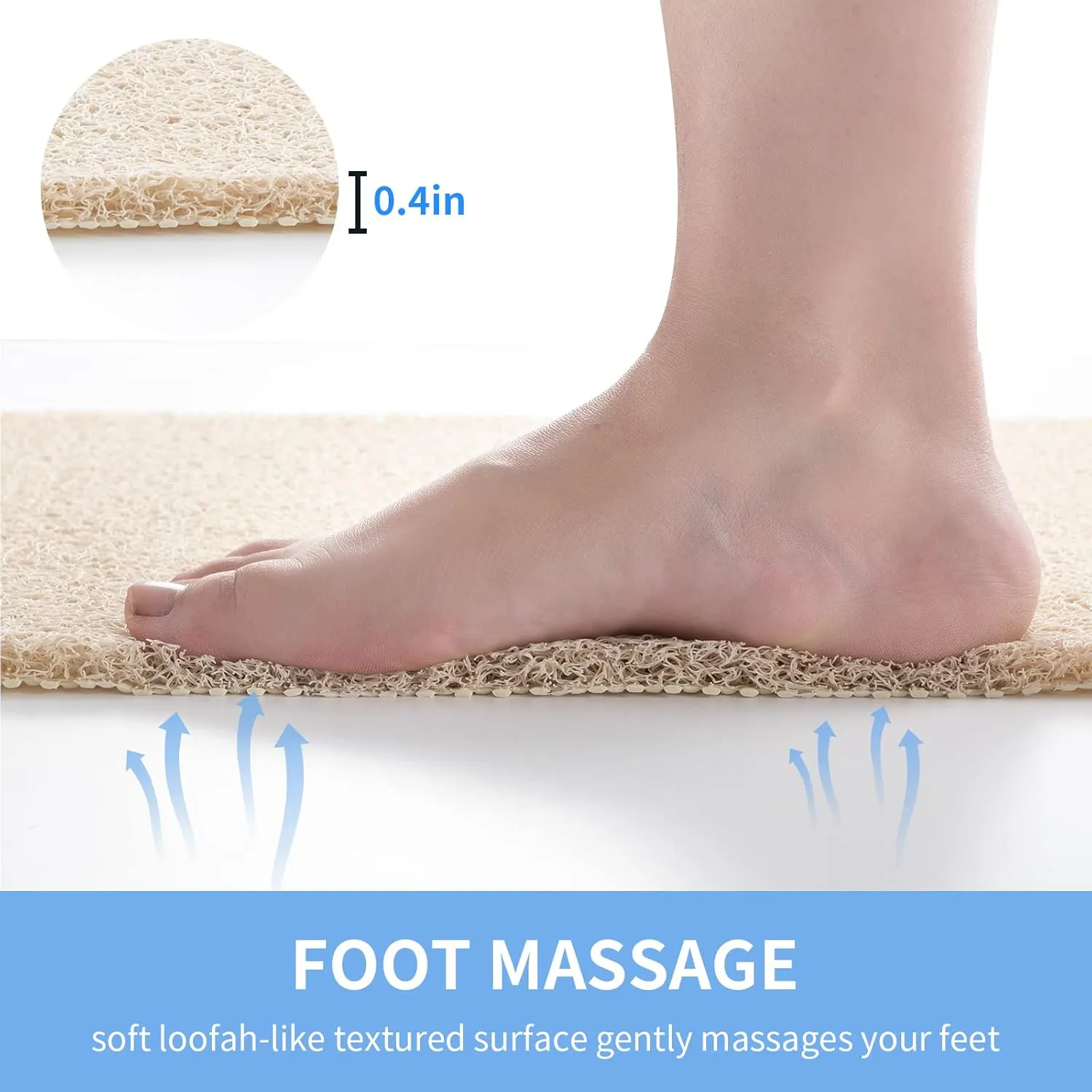 Non Slip Bathtub Mat, Anti Slip Shower Mat, Fast Drying Bath Tub Mats, Foot Scrubber Mat, Anti Slip Mat for Tub, Floor,Bathroom, Home, Kitchen, Hotel (Beige 24x16 Inch)