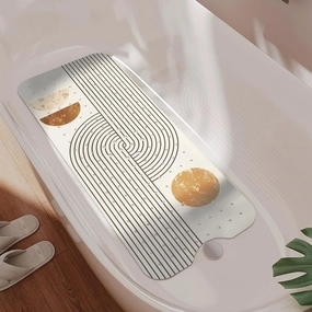 Non Slip Bathtub Mat, Bohemia Bath Mat for Tub, Extra Long Bathtub Mat Shower Mat with Suction Cups and Drain Holes for Elderly Kids Toddler Baby 40 X 16 Inch