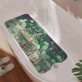 Non Slip Bathtub Mat, Frog Bath Mat for Tub, Extra Long Bathtub Mat Shower Mat with Suction Cups and Drain Holes for Elderly Kids Toddler Baby 40 X 16 Inch