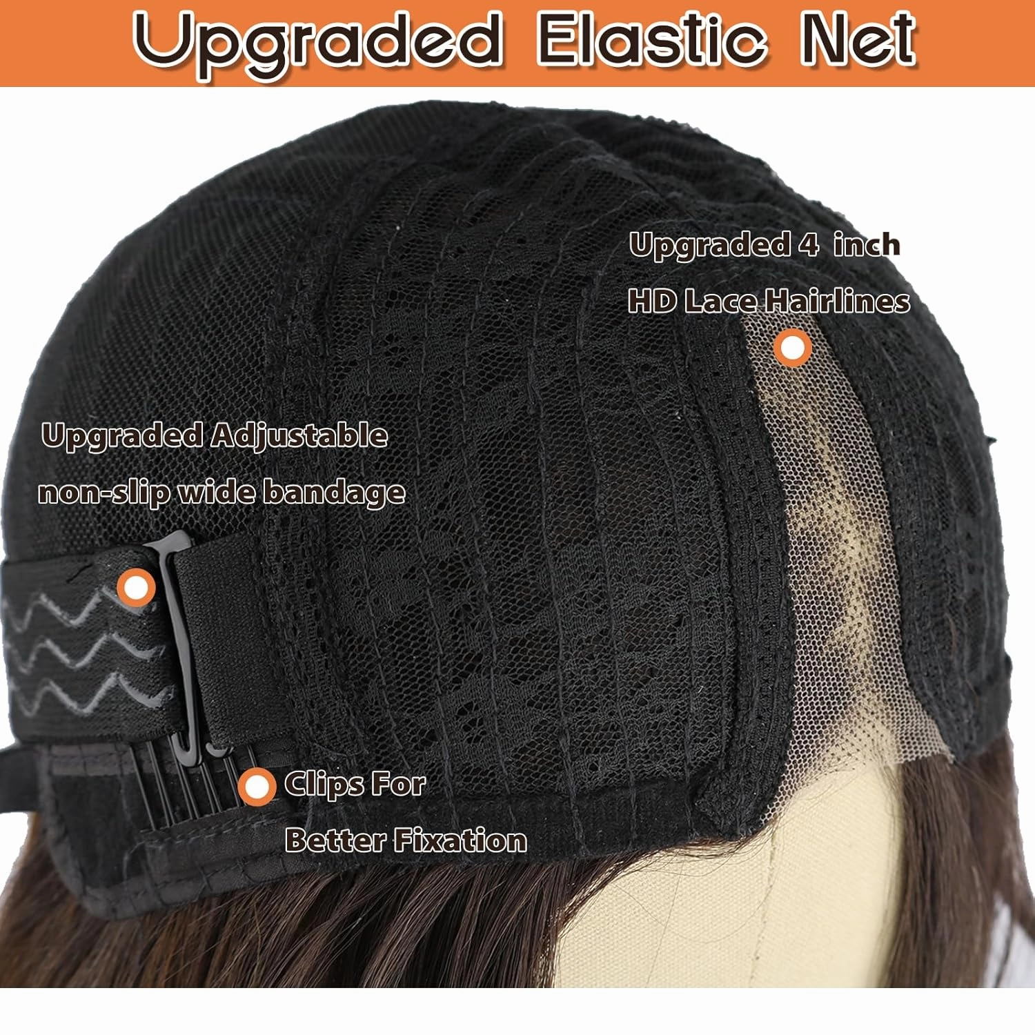 NOSTALGIA Ombre Brown Highlight Wigs for Women, Honey Blonde Long Wavy Lace Hairline Middle Part Synthetic Heat Resistant Wig for Daily Party Use