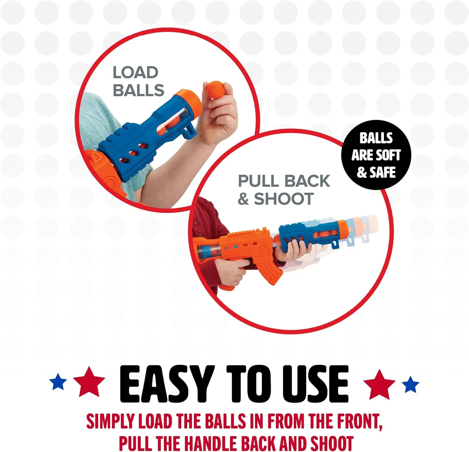 NSG Aeroblast Shooting Games for Kids - 2pk, 24ct Soft Foam Balls and 2 Pump Action Blaster Guns, 2-Player Toy Blaster Gun Set with Standing Shooting Target