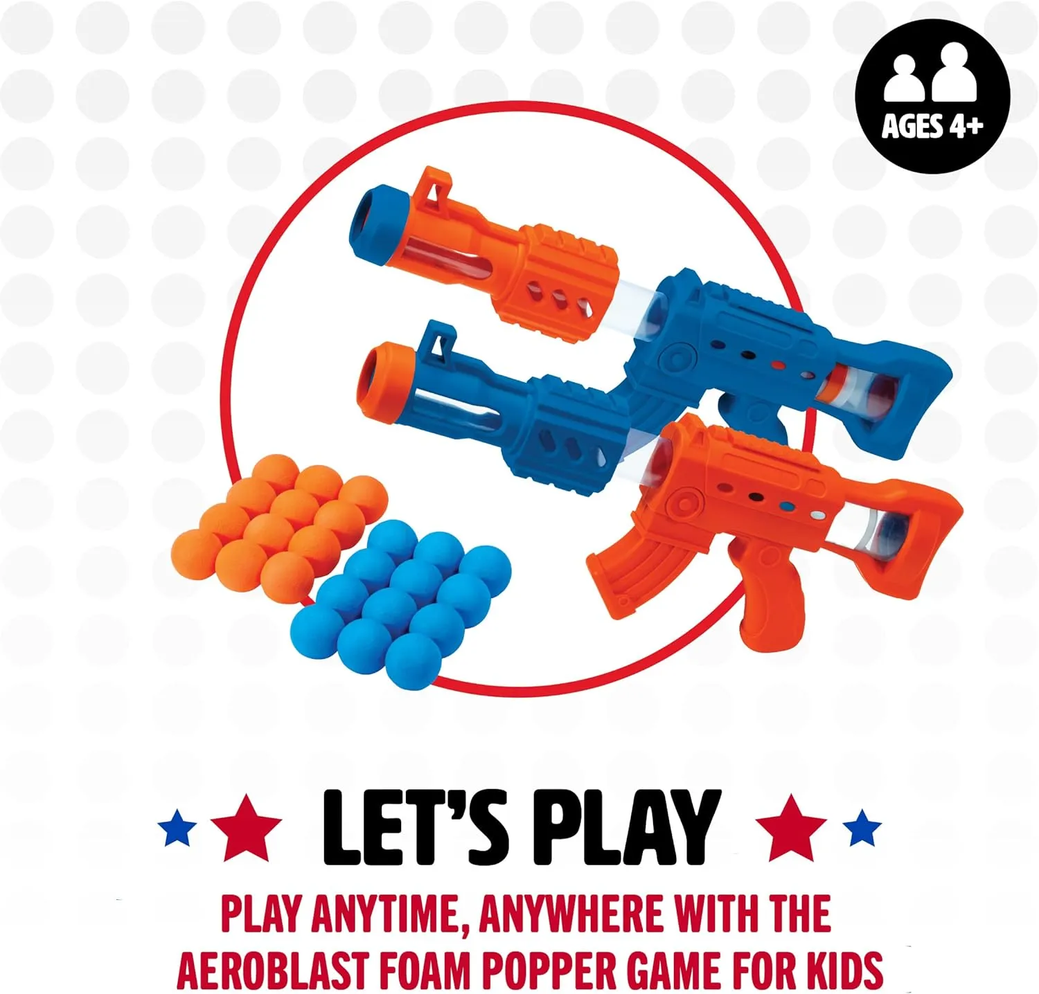 NSG Aeroblast Shooting Games for Kids - 2pk, 24ct Soft Foam Balls and 2 Pump Action Blaster Guns, 2-Player Toy Blaster Gun Set with Standing Shooting Target
