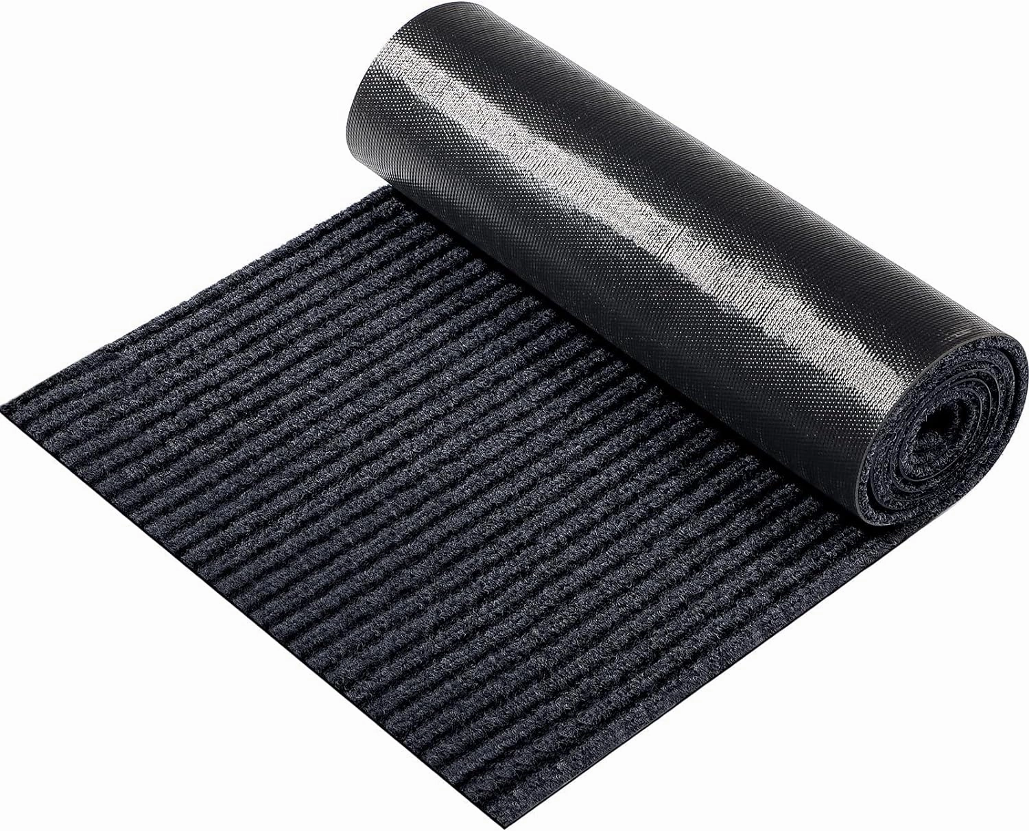 Nuanchu Large Semi Finished Outdoor Mat 16 x 79 Inch Narrow Door Mat Non Slip Boot Rugs Waterproof Carpet Roll for Bathroom Entryway Indoor Outdoor(Black,1 Roll)