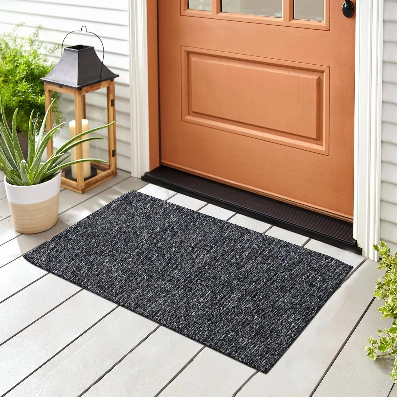 Nuanchu Large Semi Finished Outdoor Mat 16 x 79 Inch Narrow Door Mat Non Slip Boot Rugs Waterproof Carpet Roll for Bathroom Entryway Indoor Outdoor(Classic Grey,1 Roll)
