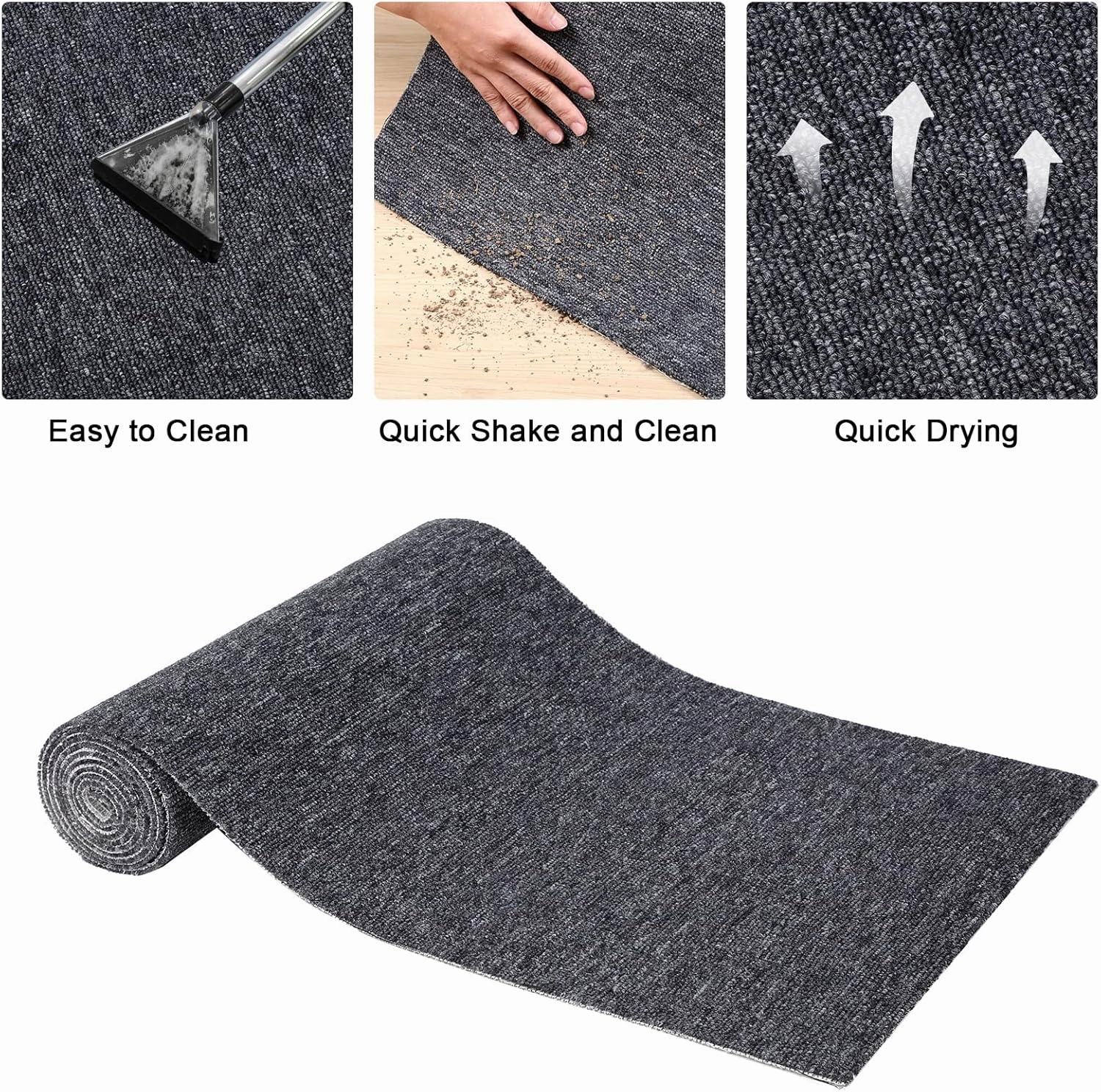Nuanchu Large Semi Finished Outdoor Mat 16 x 79 Inch Narrow Door Mat Non Slip Boot Rugs Waterproof Carpet Roll for Bathroom Entryway Indoor Outdoor(Classic Grey,1 Roll)