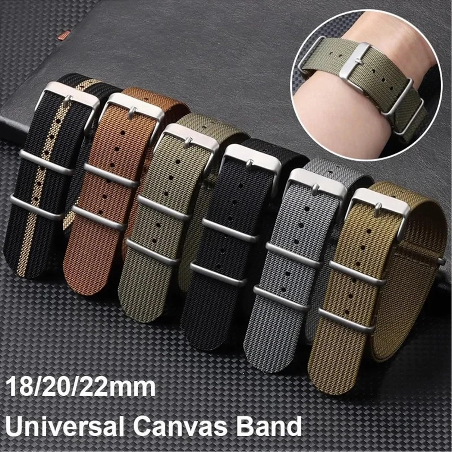 Nylon Canvas Watch Band 18mm 20mm 22mm Soft Sport Wristbelt Universal Braided Smartwatch Band Men Women