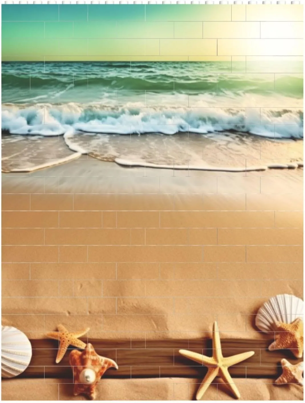 Ocean Beach Theme Building Block Puzzle Personalized Building Bricks Block Puzzle Building Family Keepsake DIY Brick Block Puzzles Valentine's Day Gifts for Home Decor Brick Puzzle