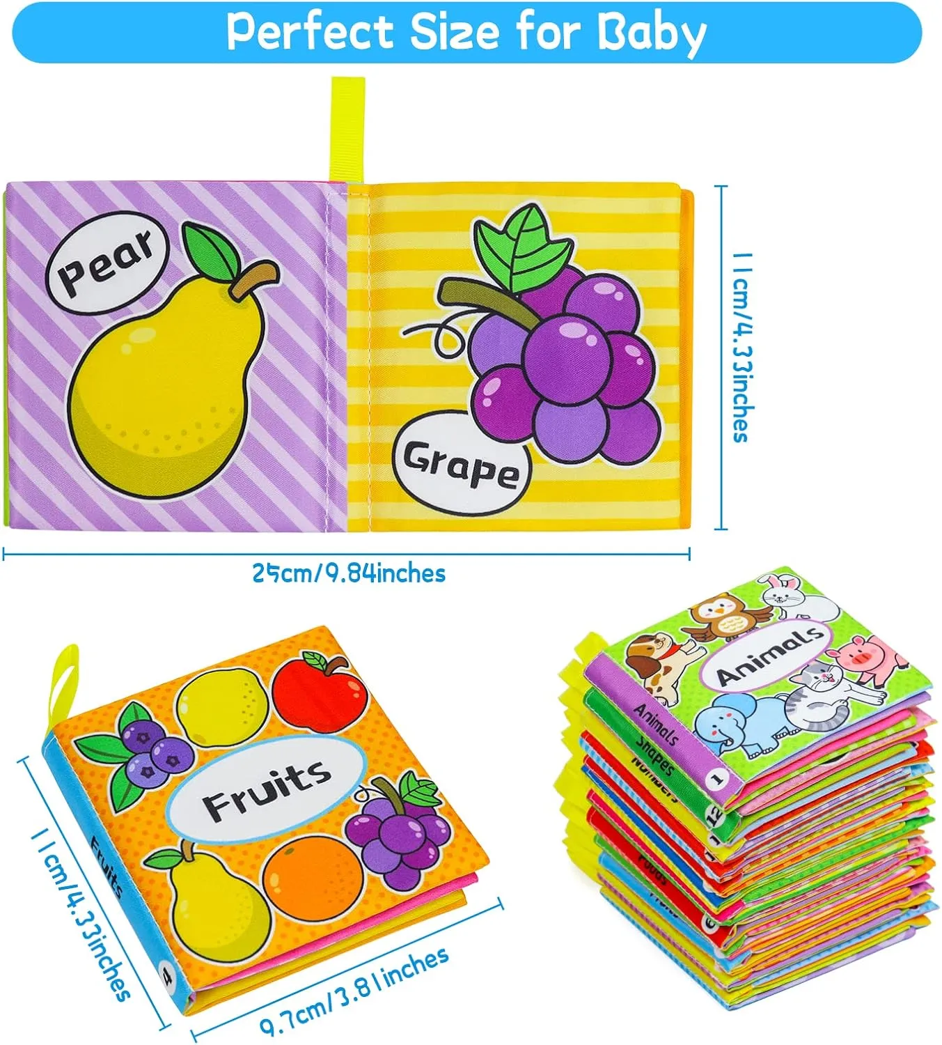 OKOOKO Soft Baby Books 12PCS Soft Cloth Books Bath Books Crinkle Washable Non-Toxic Early Education Preschool Learning Toy for Newborns Babies Infants Toddlers Kids