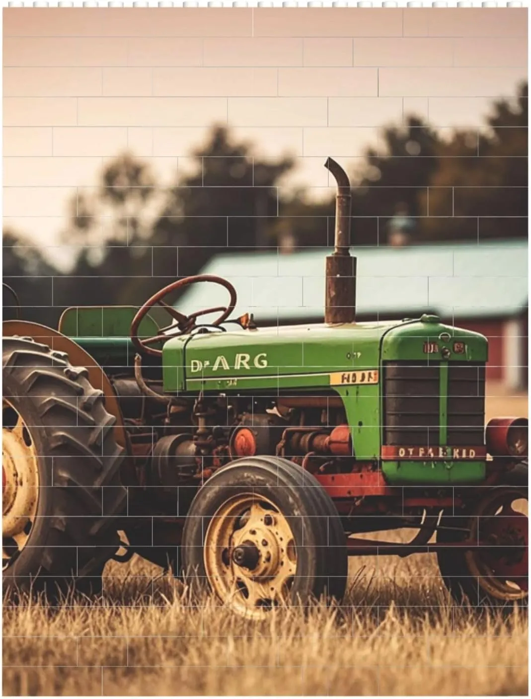 Old Tractor Photo Farm Building Block Puzzle Personalized Building Bricks for Adults Block Puzzle Building DIY Brick Block Puzzles Valentine's Day Gifts for Home Decor Brick Puzzle