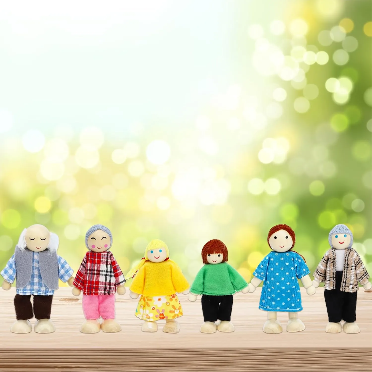 ONEST 20 Pieces Wooden Dollhouse Family Set Mini People Figures Dog Cat Sets Dollhouse Dolls Wooden Doll Family Pretend Play Figures Accessories for Pretend Dollhouse Toy