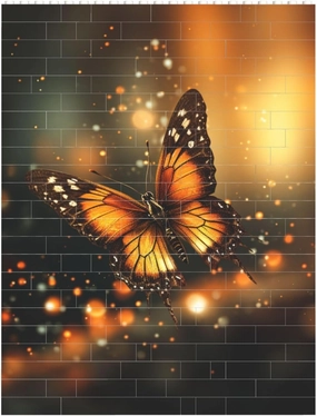 Orange Butterfly Building Block Puzzle Personalized Building Bricks for Adults Square Shaped DIY Brick Block Puzzles Valentine's Day Gifts for Home Decor Brick Puzzle