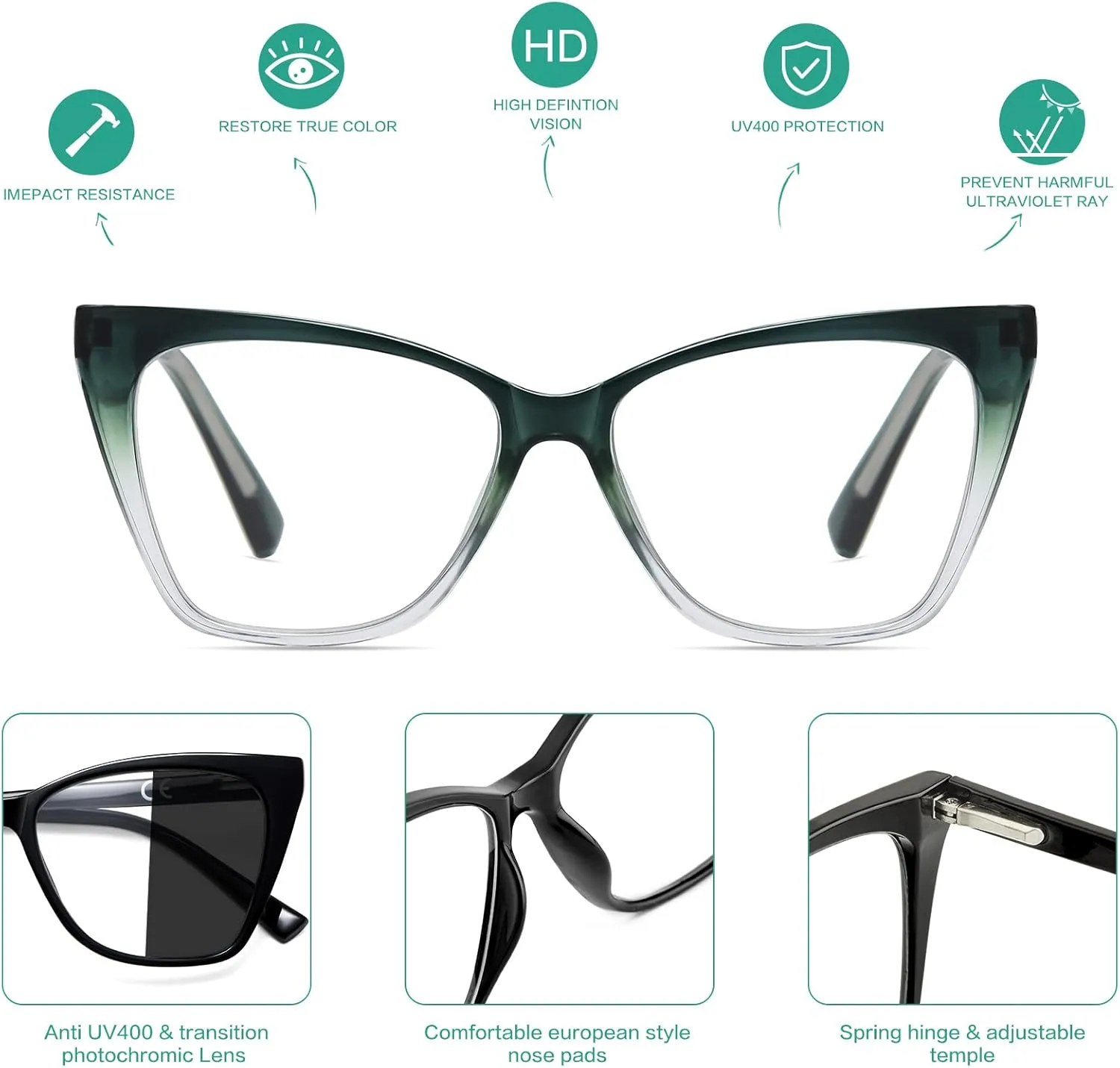 Oversized Reading Glasses Women Cat Eye Photochromic Computer Reader Stylish Ladies Designer Fashion Big Unbreakable Eyewear