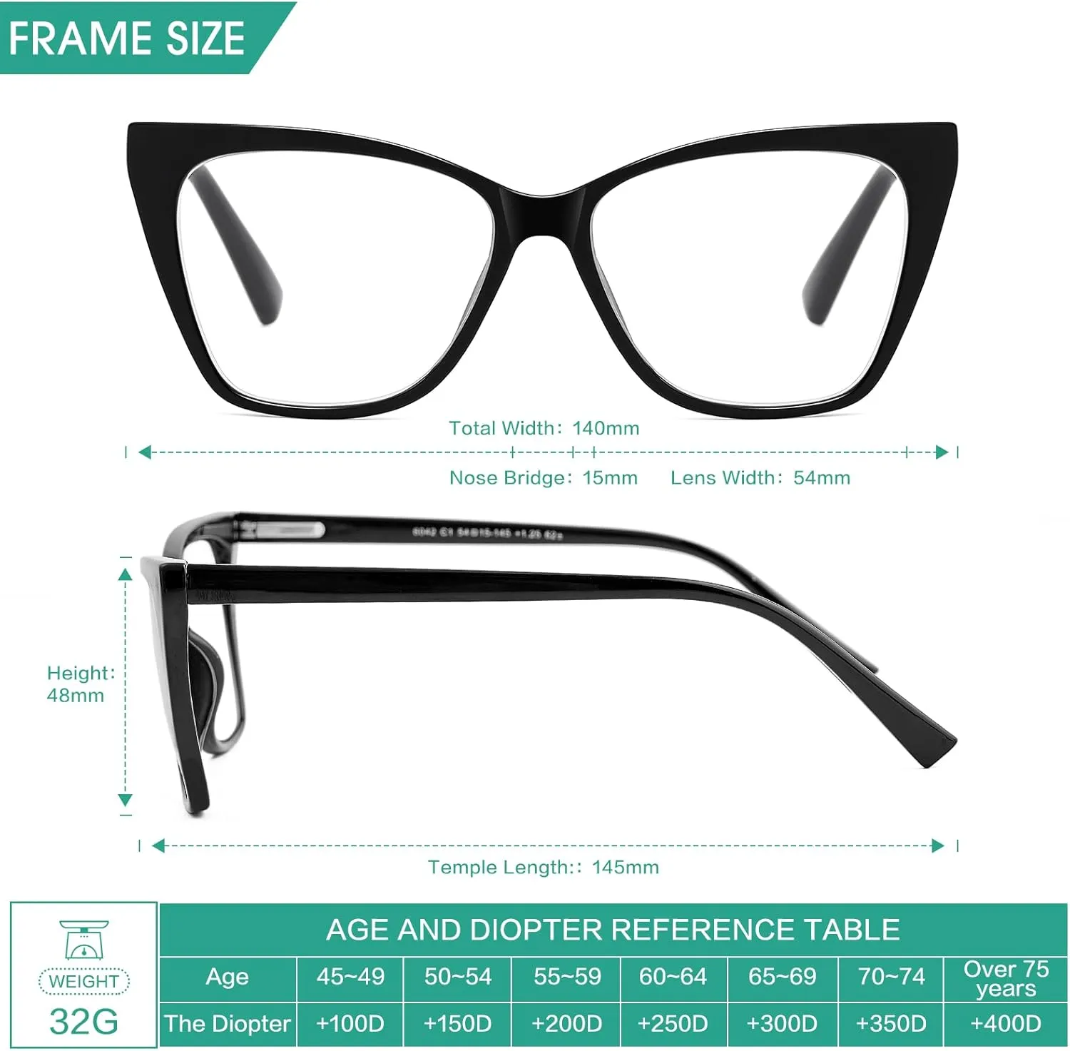 Oversized Reading Glasses Women Cat Eye Photochromic Computer Reader Stylish Ladies Designer Fashion Big Unbreakable Eyewear