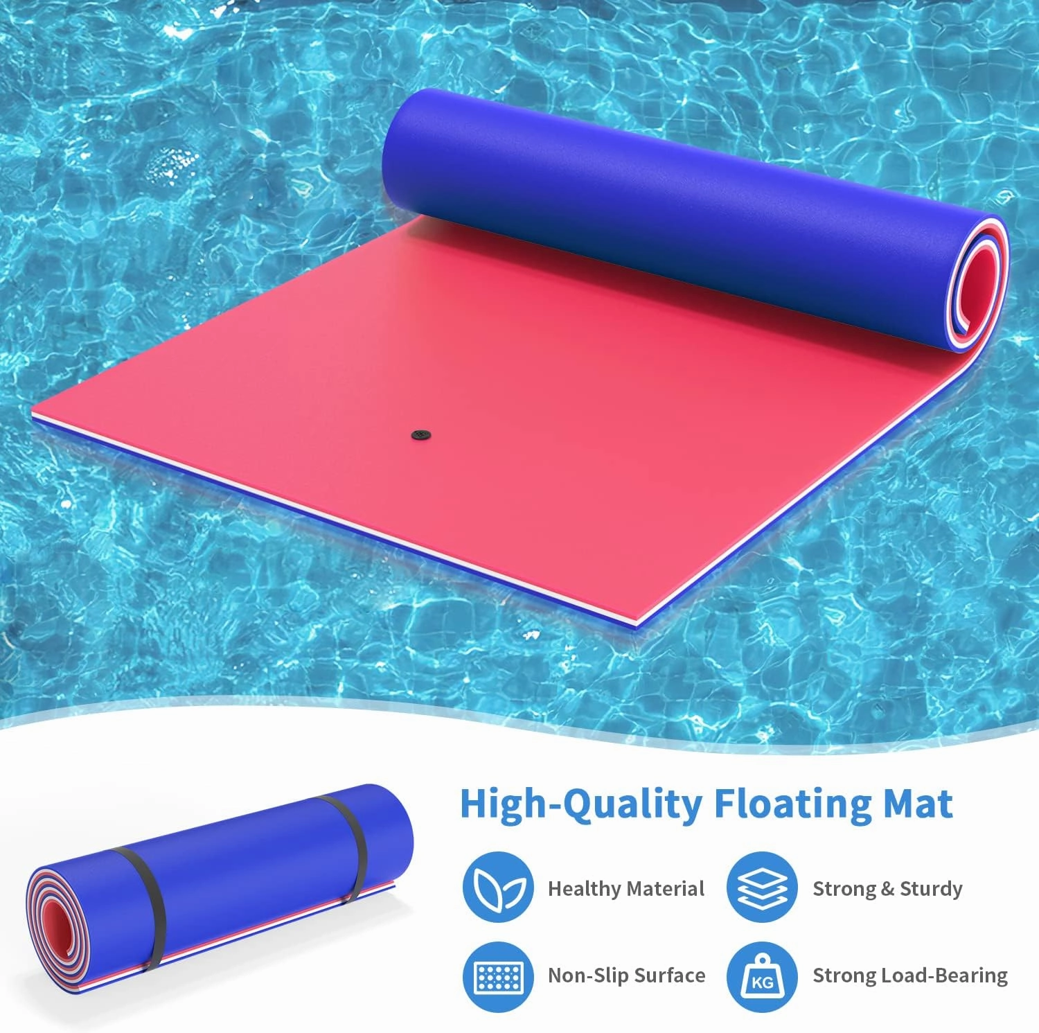 Oversized Lily Pad Floating Mat, 3 Layer 7'/9'/12'/18' Floating Water Mat,Ocean, Beach, River, Pool, Floating Mat for Water Recreation and Relaxing