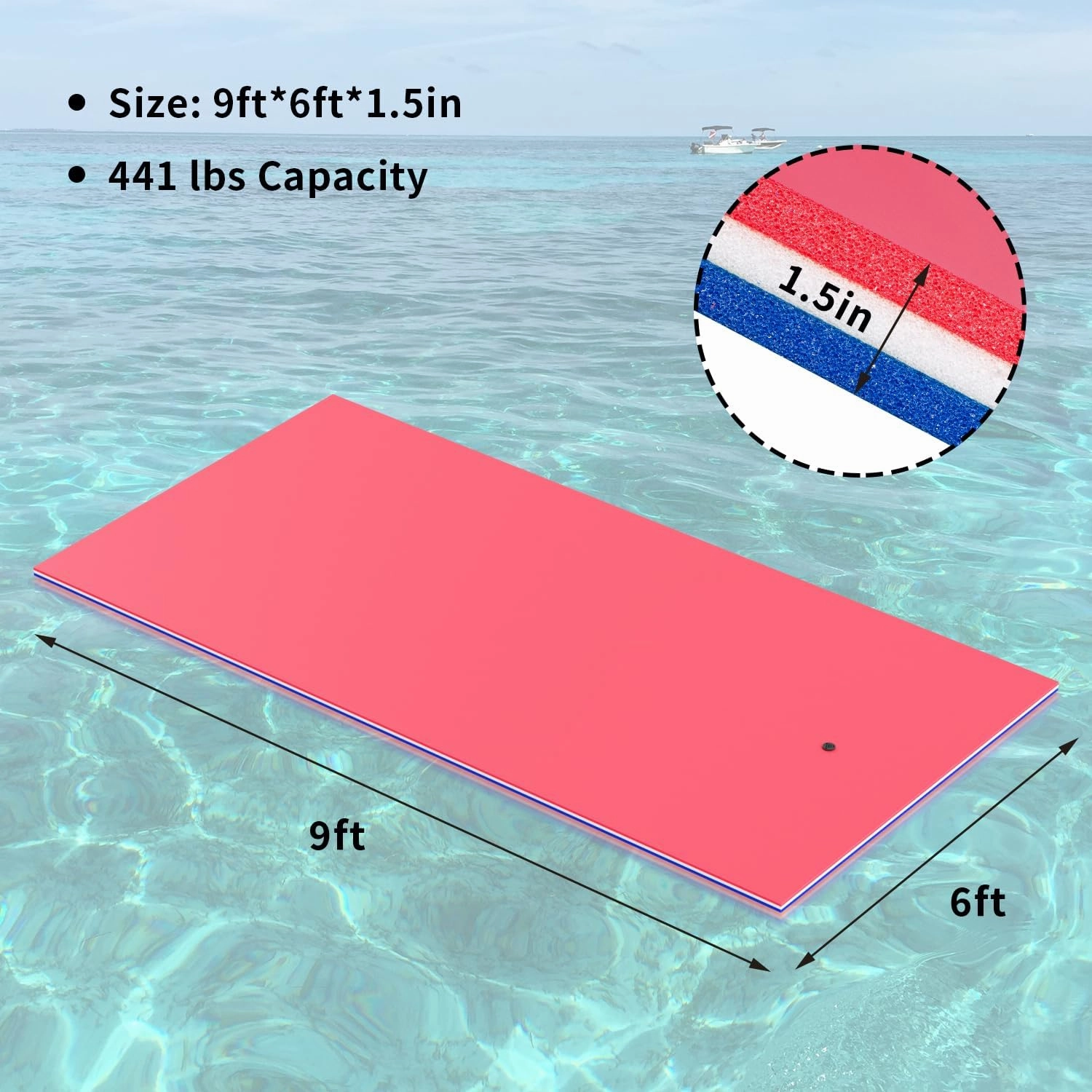 Oversized Lily Pad Floating Mat, 3 Layer 7'/9'/12'/18' Floating Water Mat,Ocean, Beach, River, Pool, Floating Mat for Water Recreation and Relaxing
