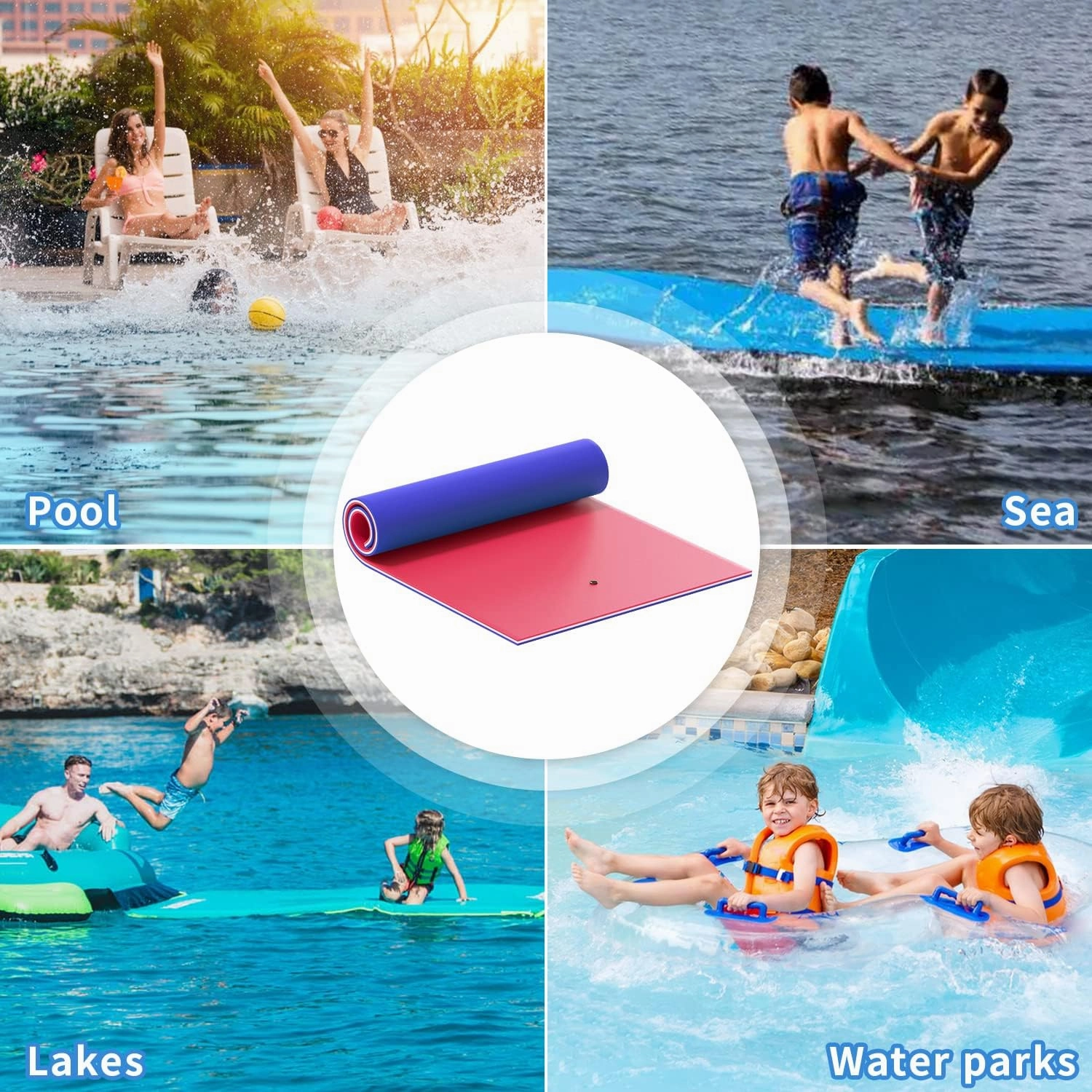 Oversized Lily Pad Floating Mat, 3 Layer 7'/9'/12'/18' Floating Water Mat,Ocean, Beach, River, Pool, Floating Mat for Water Recreation and Relaxing