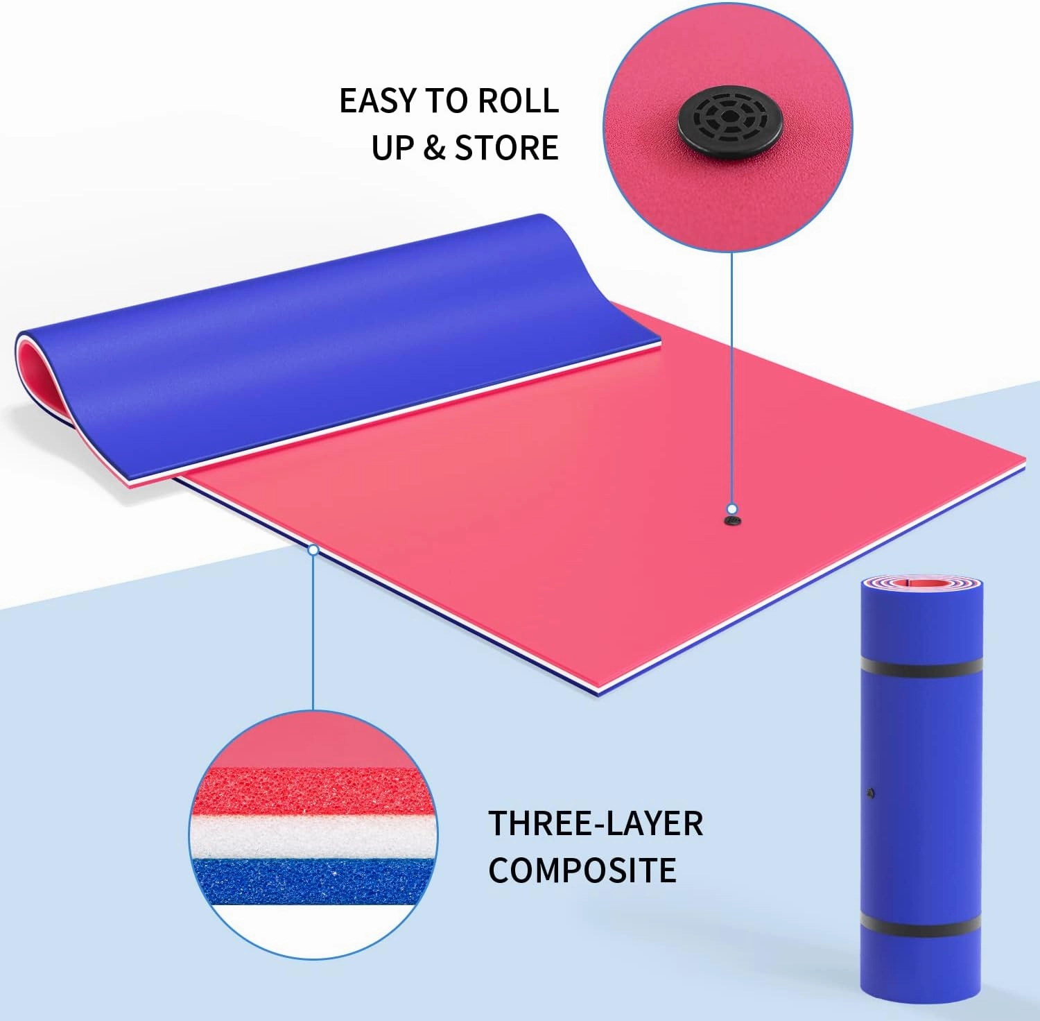 Oversized Lily Pad Floating Mat, 3 Layer 7'/9'/12'/18' Floating Water Mat,Ocean, Beach, River, Pool, Floating Mat for Water Recreation and Relaxing