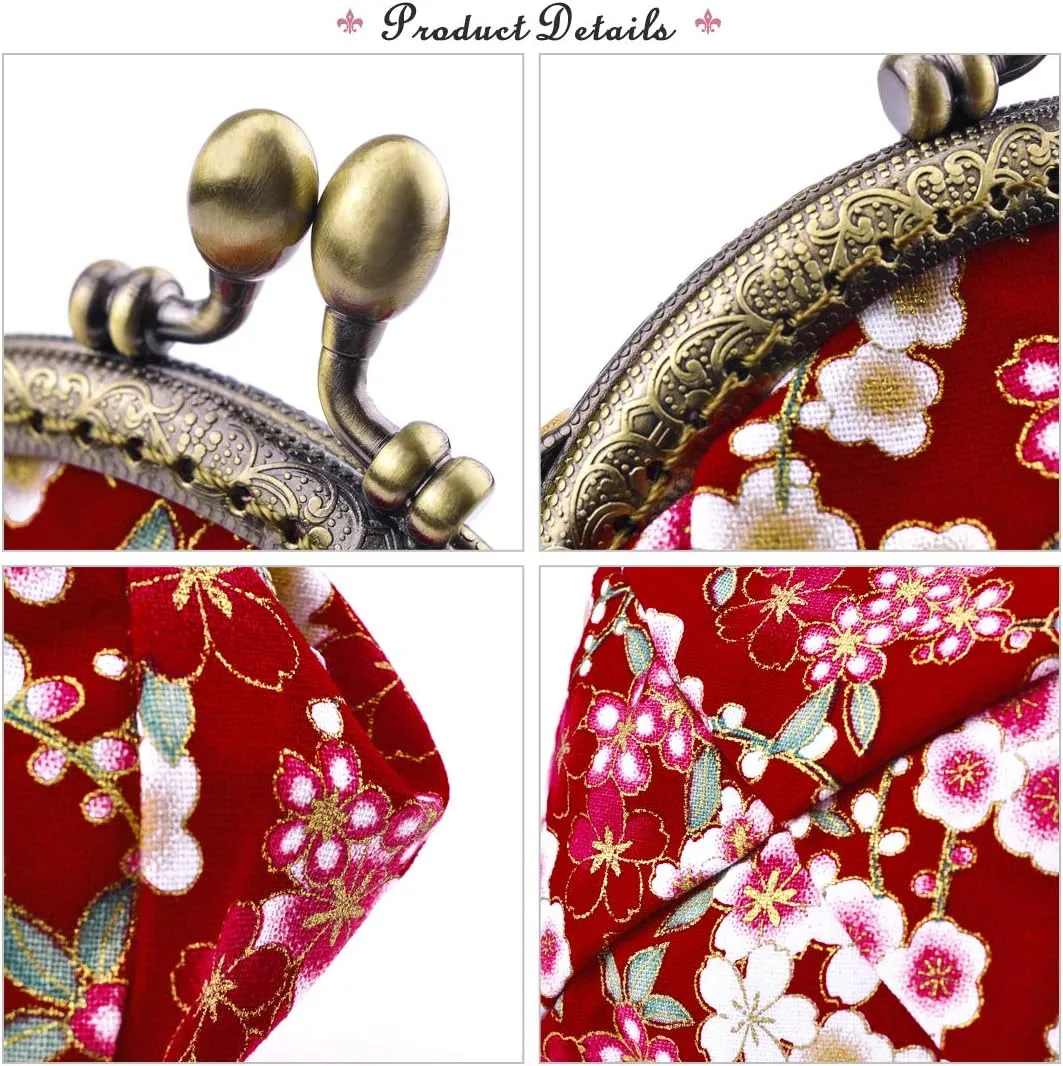 Oyachic Coin Purse,Floral Change Purse,Vintage Coin Pouch,Small Wallet with Kiss Lock Clasp for Women,Girls