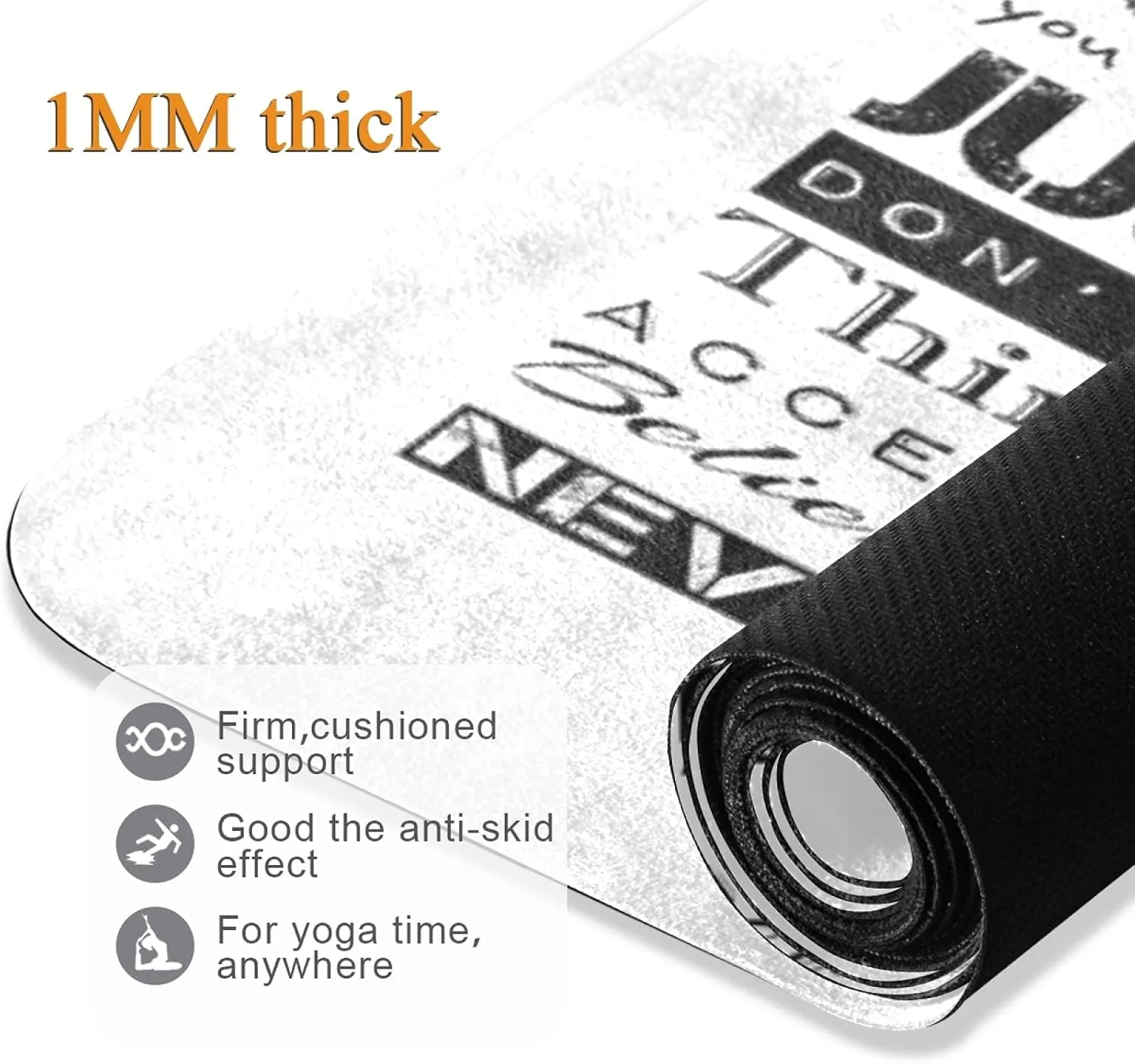 Oyihfvs 1mm Thick Non Slip Rubber Yoga Mat, Fitness Safe Exercise Mat with Bag, Durable Folding Workout Mat for Pilates and Floor Exercises