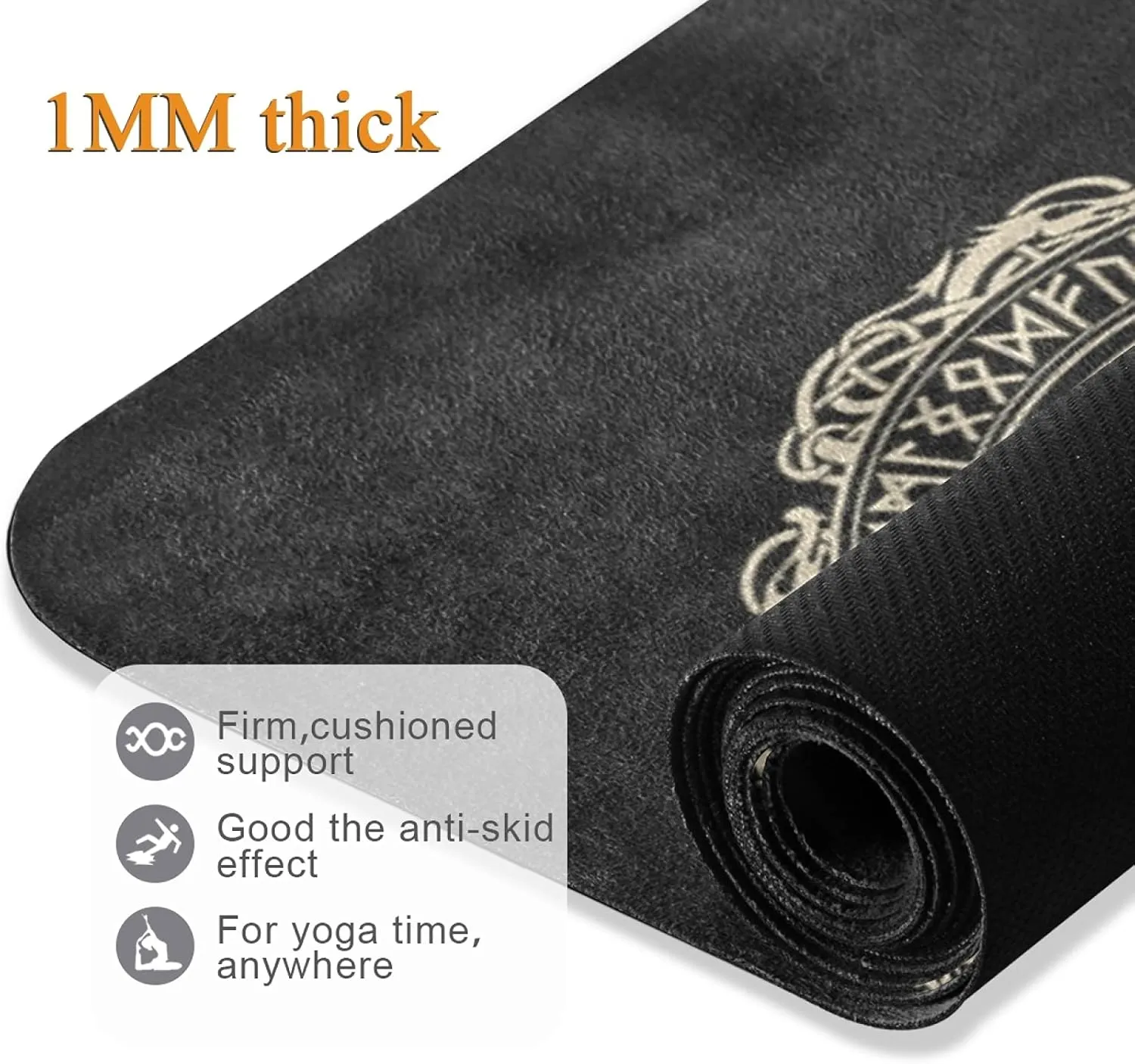 Oyihfvs 1mm Thick Non Slip Rubber Yoga Mat, Fitness Safe Exercise Mat with Bag, Durable Folding Workout Mat for Pilates and Floor Exercises