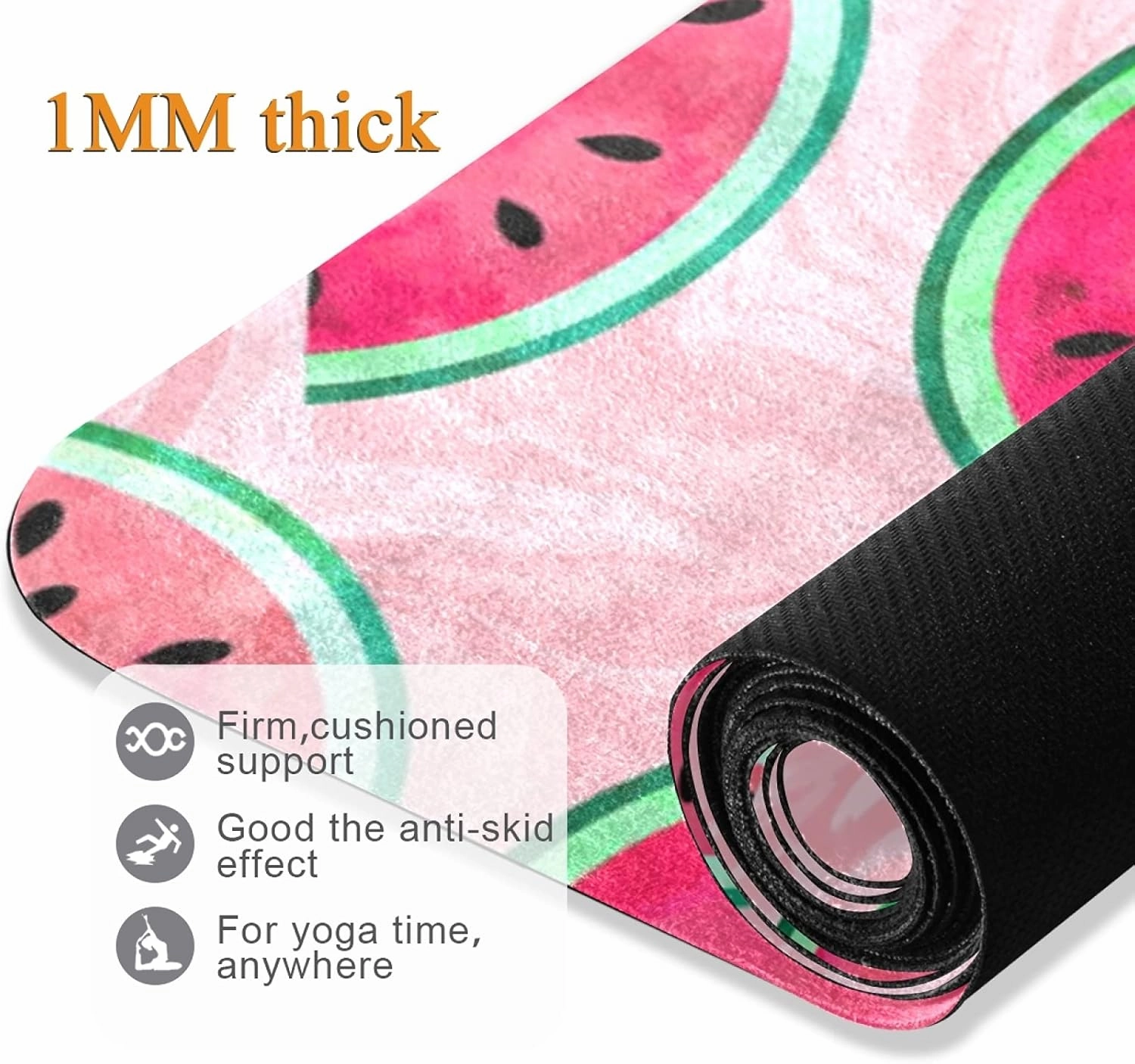 Oyihfvs 1mm Thick Non Slip Rubber Yoga Mat, Fitness Safe Exercise Mat with Bag, Durable Folding Workout Mat for Pilates and Floor Exercises
