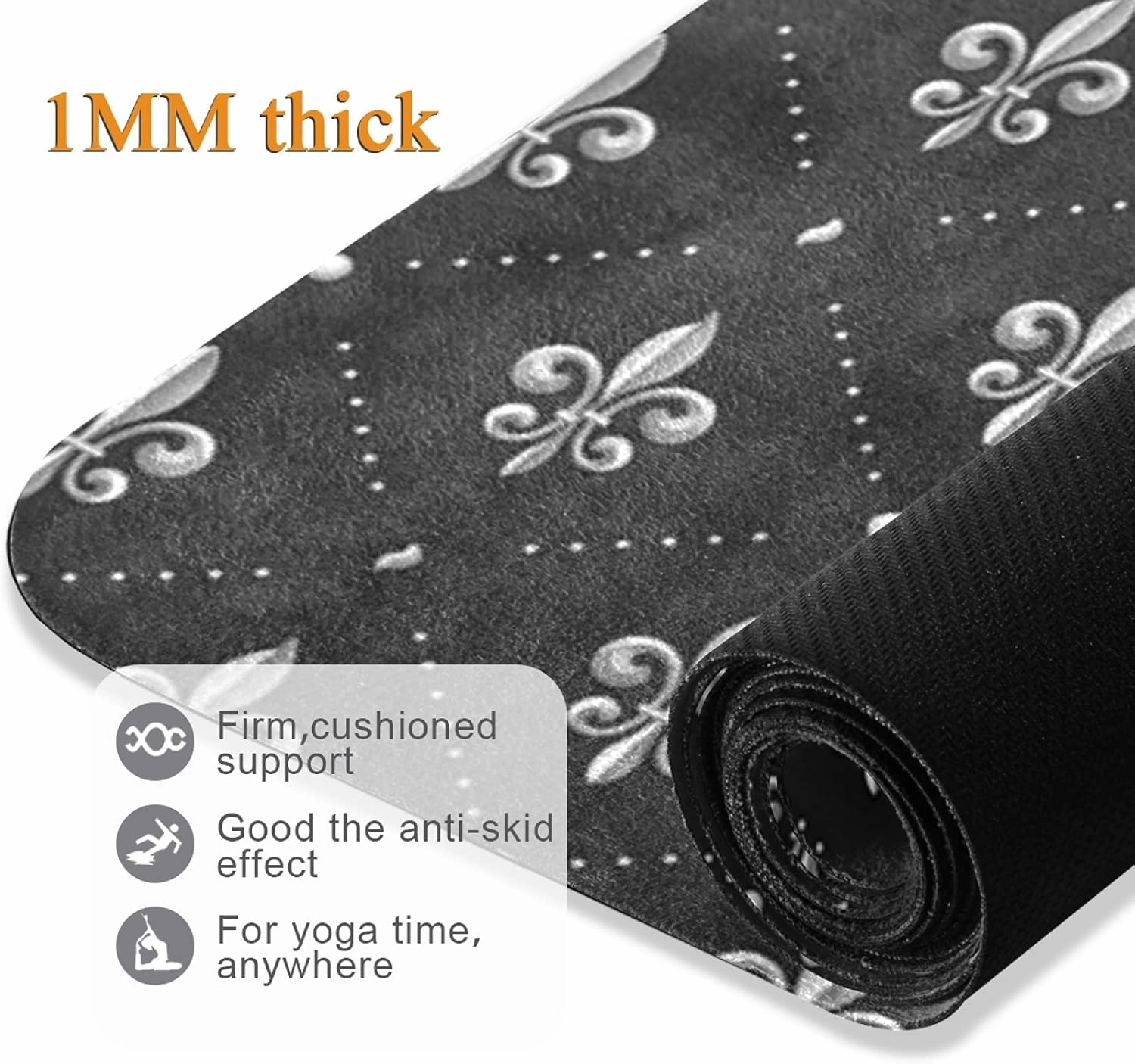 Oyihfvs 1mm Thick Non Slip Rubber Yoga Mat, Fitness Safe Exercise Mat with Bag, Durable Folding Workout Mat for Pilates and Floor Exercises