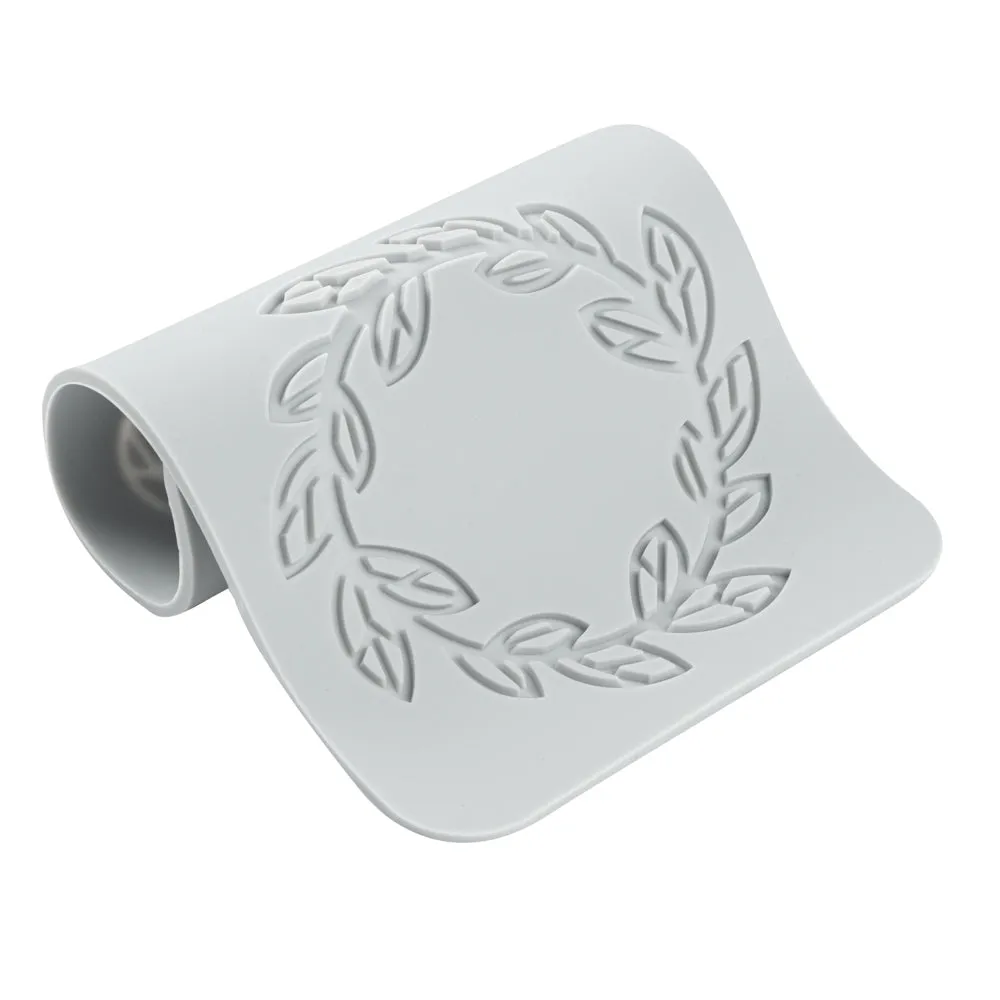 Pastry Tek Gray Silicone Spring Leaf Halo Fondant Impression Mat - 1 count box