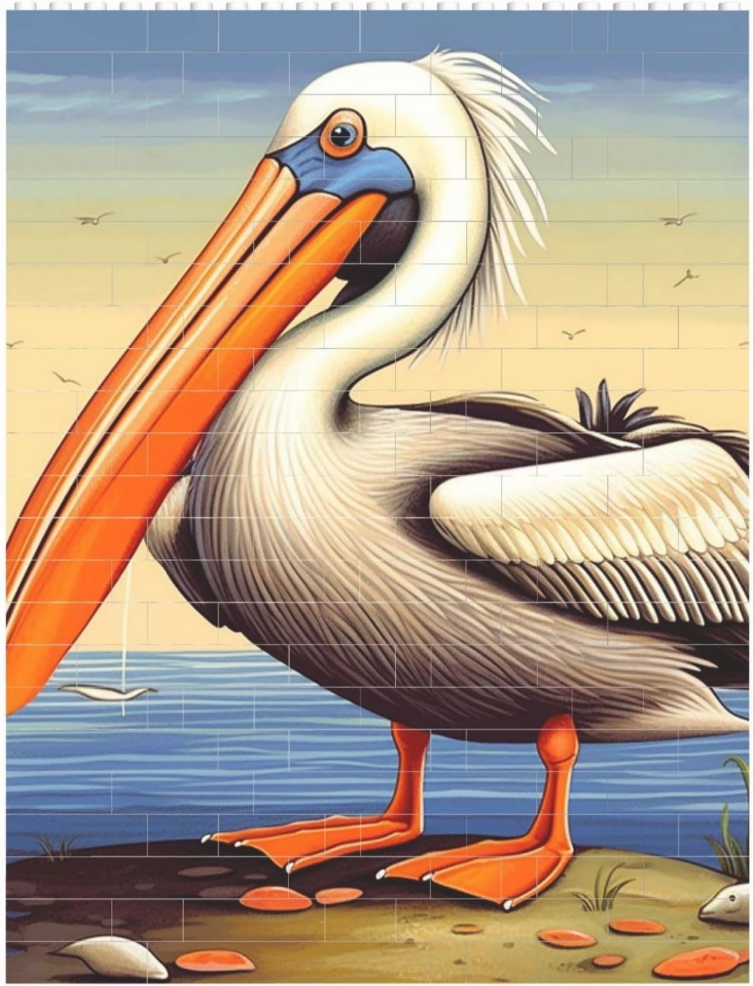 Pelican Birds Building Block Puzzle Personalized Building Bricks Block Puzzle Building Family Keepsake DIY Brick Block Puzzles Valentine's Day Gifts for Home Decor Brick Puzzle