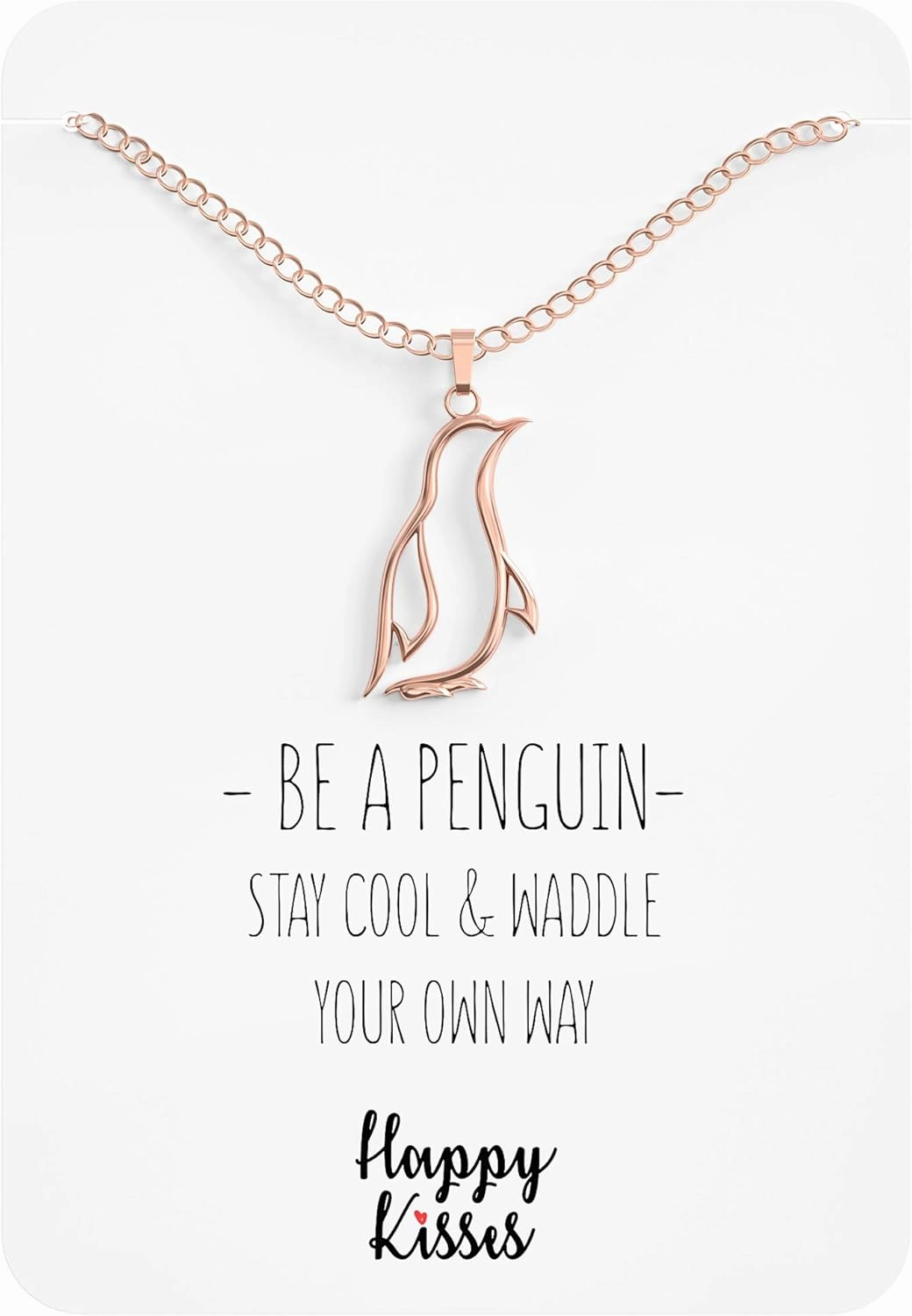Penguin Necklace Gift For Girls – Happy Penguin Pendant Charm With Funny Gift Card “Stay Cool & Waddle Your Own Way”