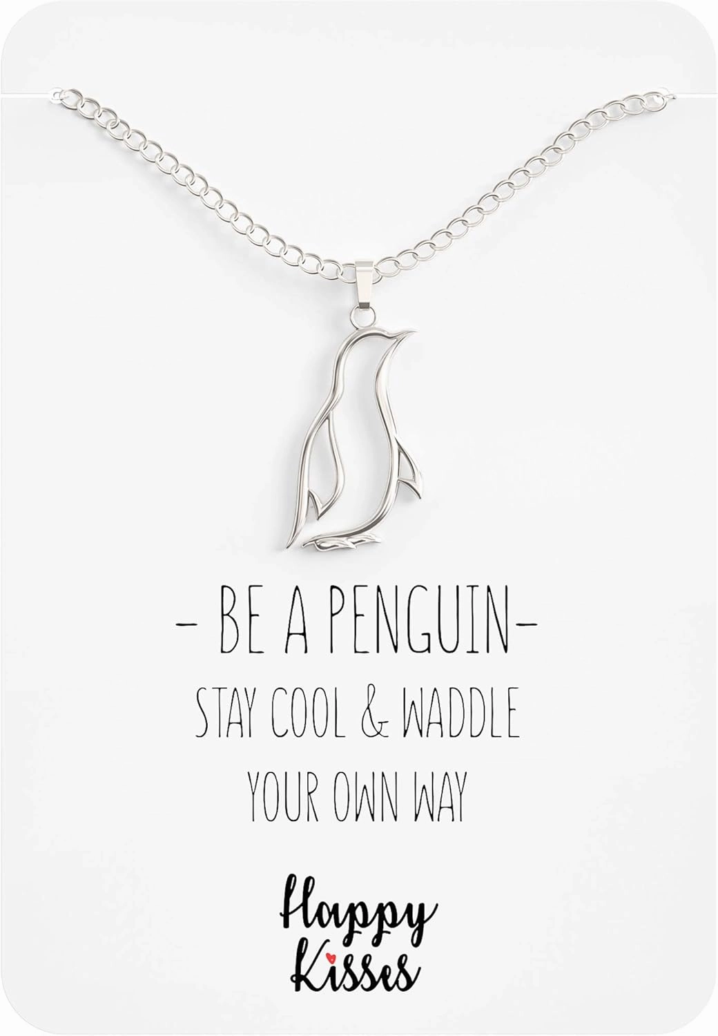 Penguin Necklace Gift For Girls – Happy Penguin Pendant Charm With Funny Gift Card “Stay Cool & Waddle Your Own Way”